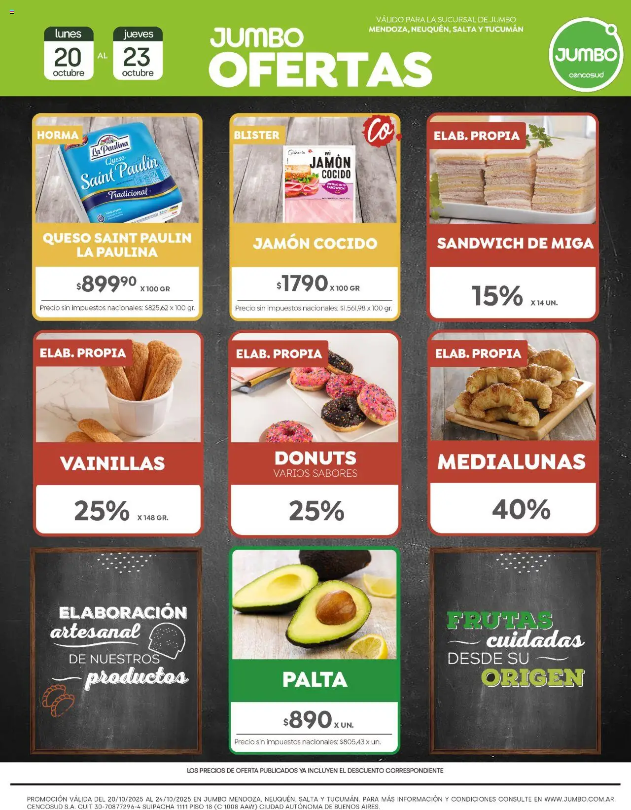 Jumbo - Ofertas | Interior │ válido desde el 20.10.2025 | Página: 1 | Productos: Jamón cocido, Palta, Queso, Jamón
