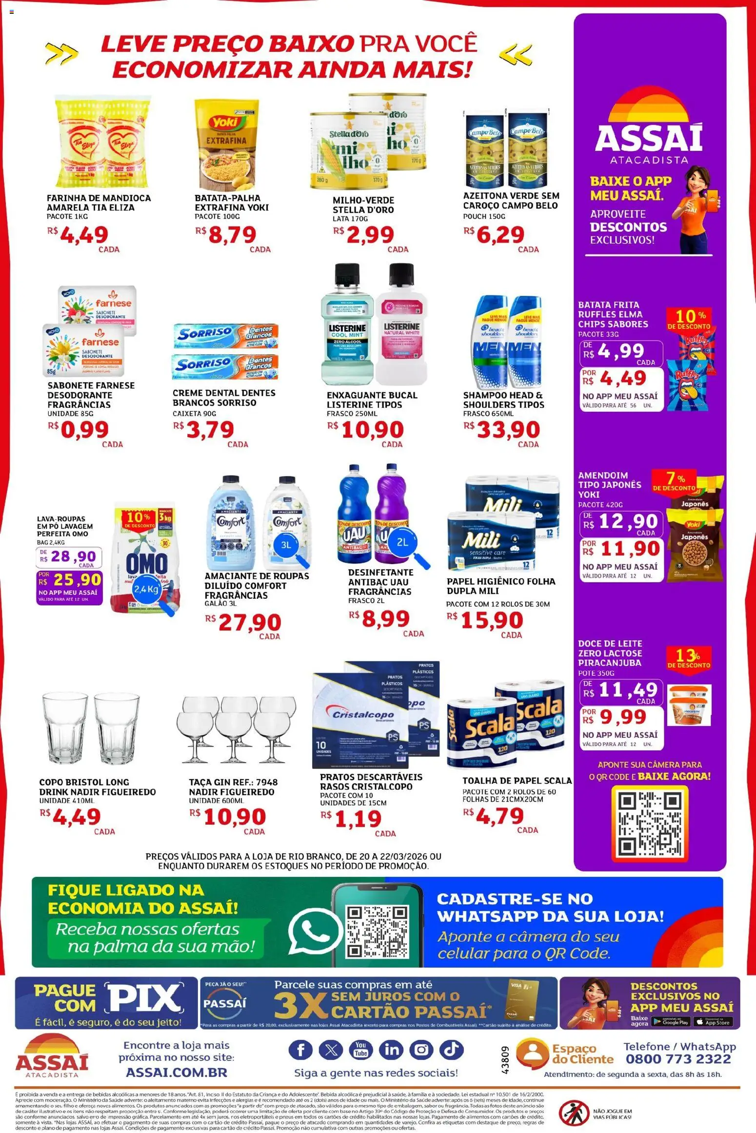Assaí Atacadista Folheto - válido de 20.03.2026 | Página: 2 | Produtos: Azeitonas, Amaciante de roupas, Farinha de mandioca, Papel higiênico