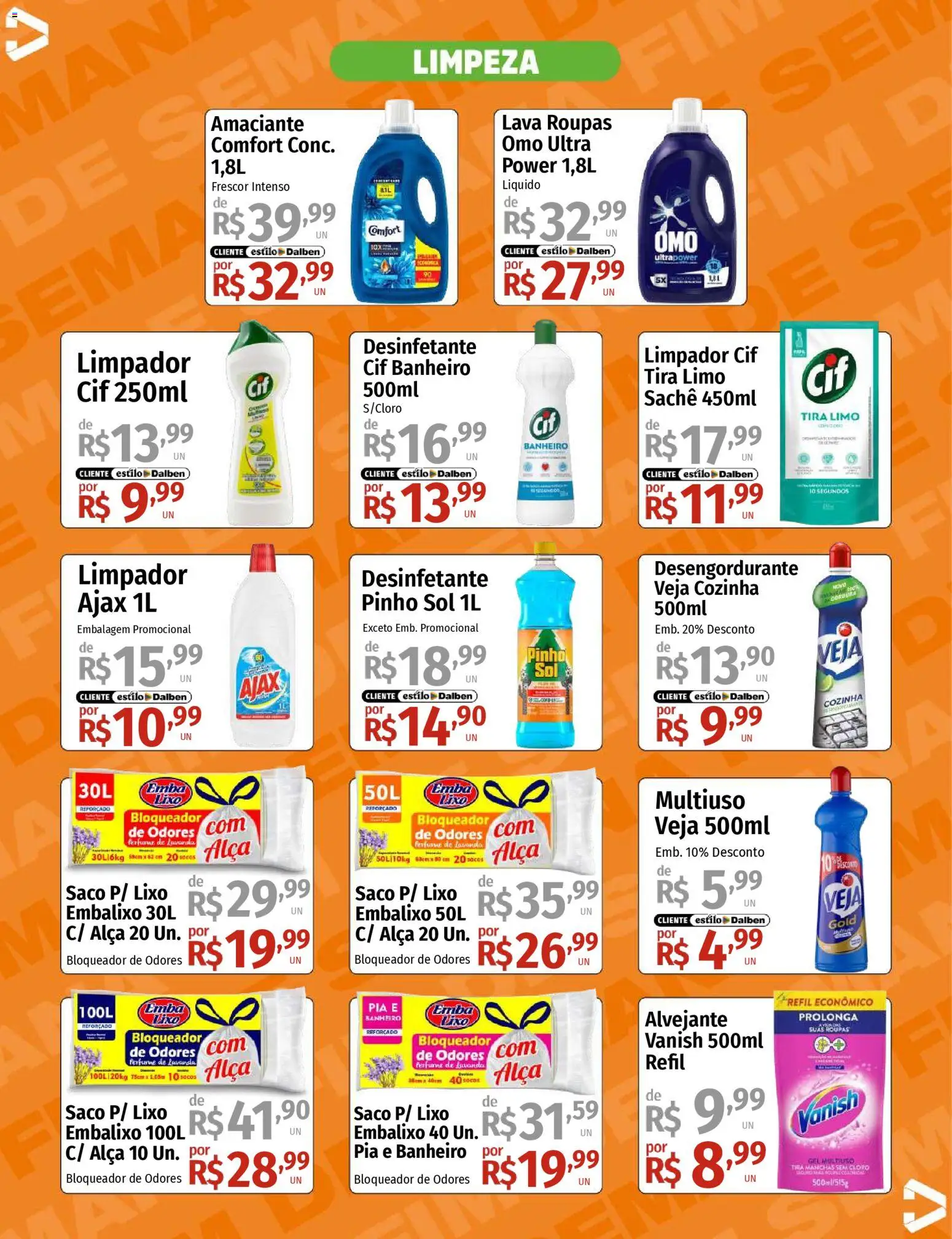Supermercado Dalben Folheto - válido de 09.01.2026 | Página: 13 | Produtos: Cloro, Roupas, Pia, Amaciante