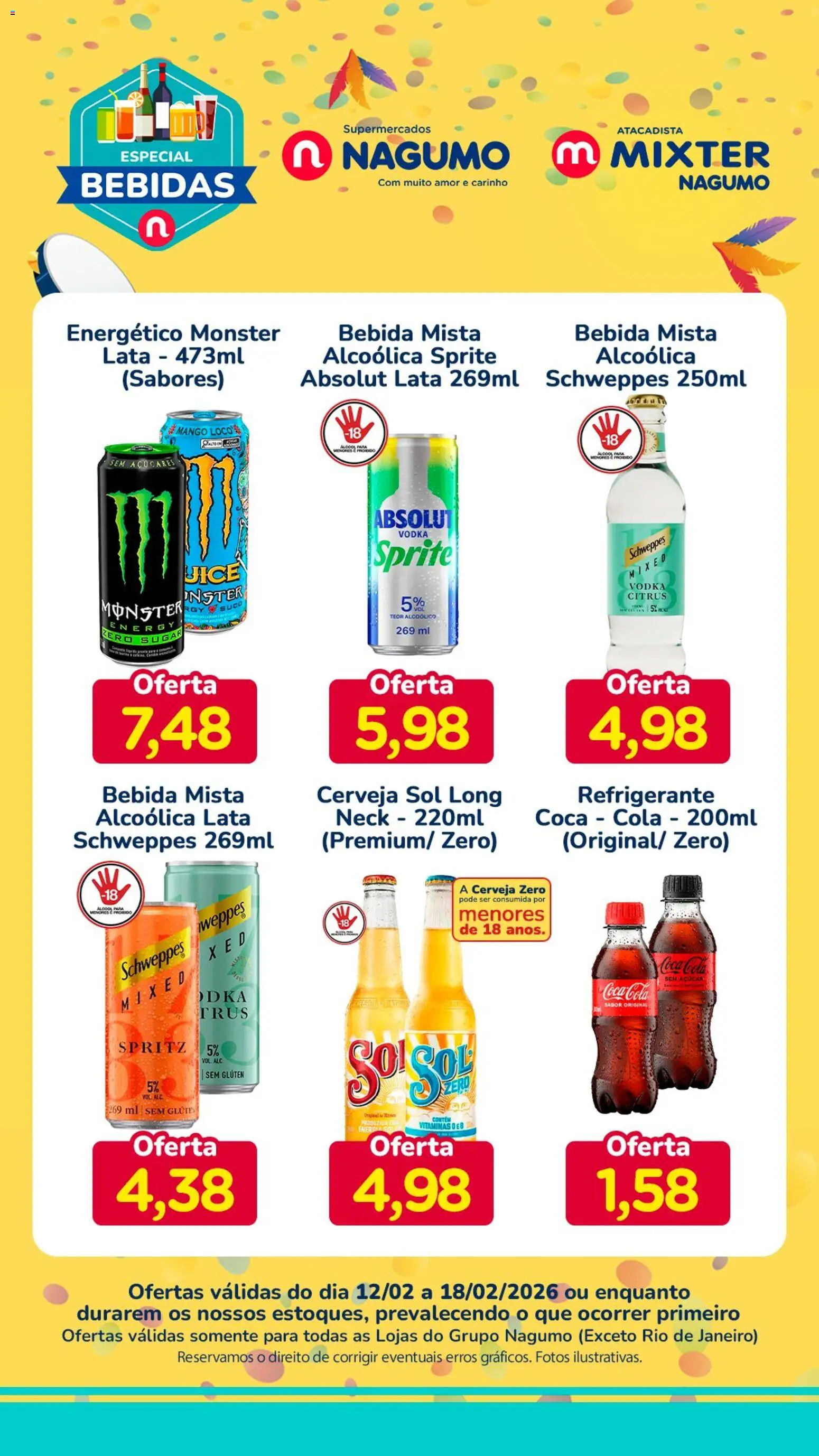 Nagumo Folheto - válido de 12.02.2026 | Página: 1 | Produtos: Cerveja, Vodka, Bebida, Refrigerante