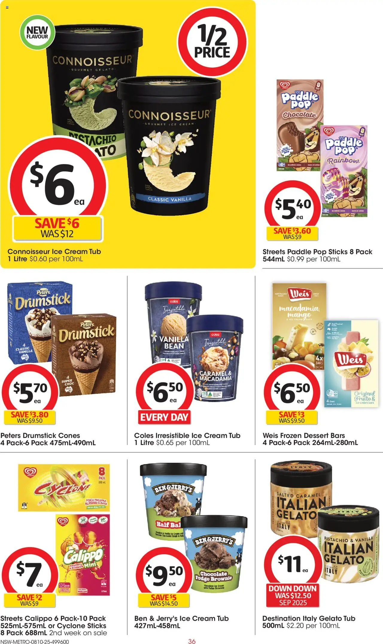 Coles catalogue - valid from 08.10.2025 | Page: 36 | Products: Chocolate, Pineapple, Ice cream, Peach