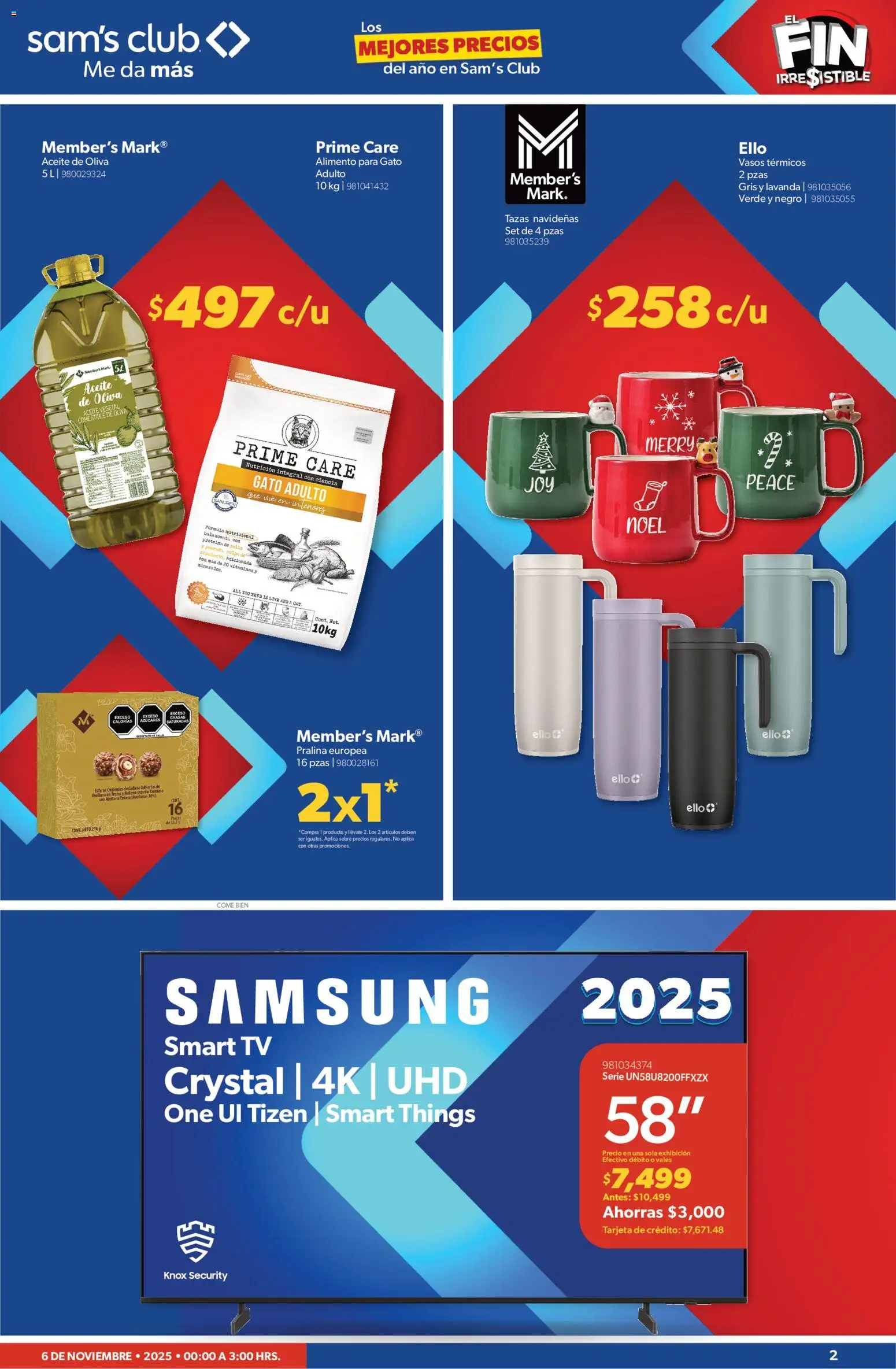 Nuevas ofertas de Sam's Club válidas en toda la República Mexicana desde el 06.11.2025. ¡Encuentra las mejores ofertas en Sam's Club Buen Fin! | Página: 2 | Productos: Aceite de oliva, Aceite, Vitaminas, Sobre