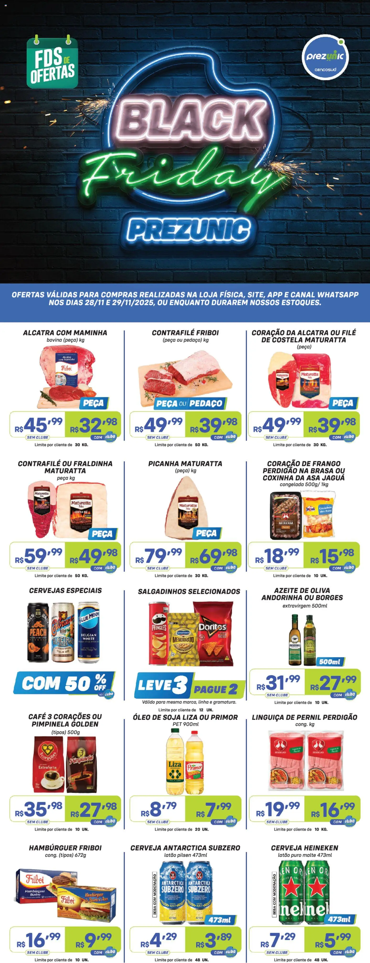 Prezunic Folheto - válido de 28.11.2025 | Página: 1 | Produtos: Alcatra, Picanha, Pernil, Azeite