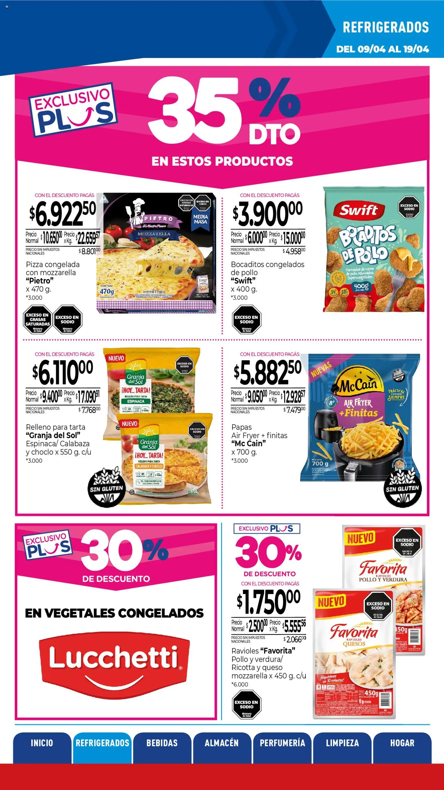 La Anonima catálogo │ válido desde el 09.04.2026 | Página: 4 | Productos: Choclo, Queso, Ravioles, Carne de pollo