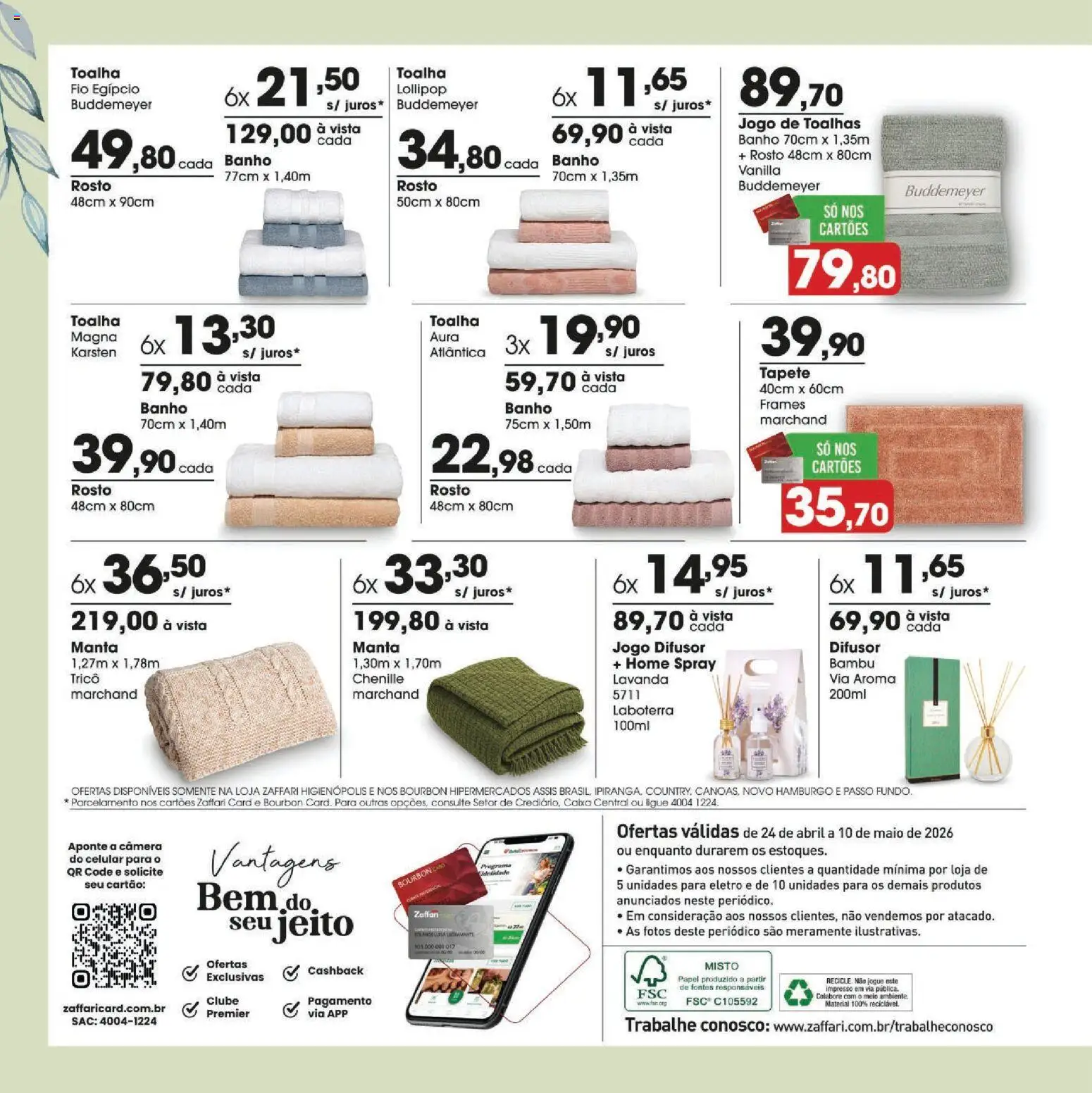 Zaffari Folheto - válido de 24.04.2026 | Página: 10 | Produtos: Celular, Maiô, Tapete, Bourbon