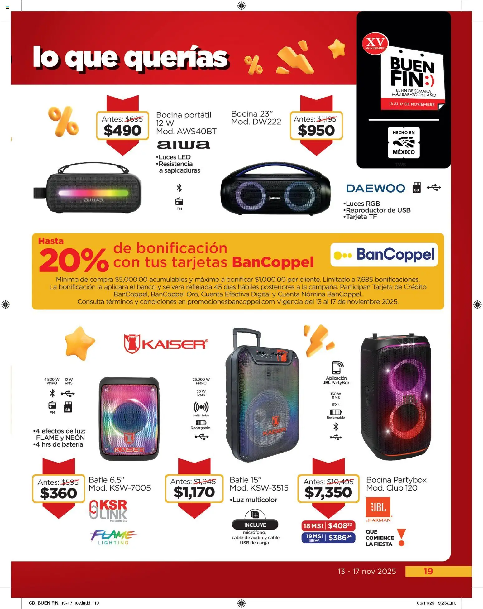 Nuevas ofertas de Chedraui válidas en toda la República Mexicana desde el 13.11.2025. ¡Encuentra las mejores ofertas en Chedraui Buen Fin! | Página: 19 | Productos: Usb, Cable, Bocina, Batería