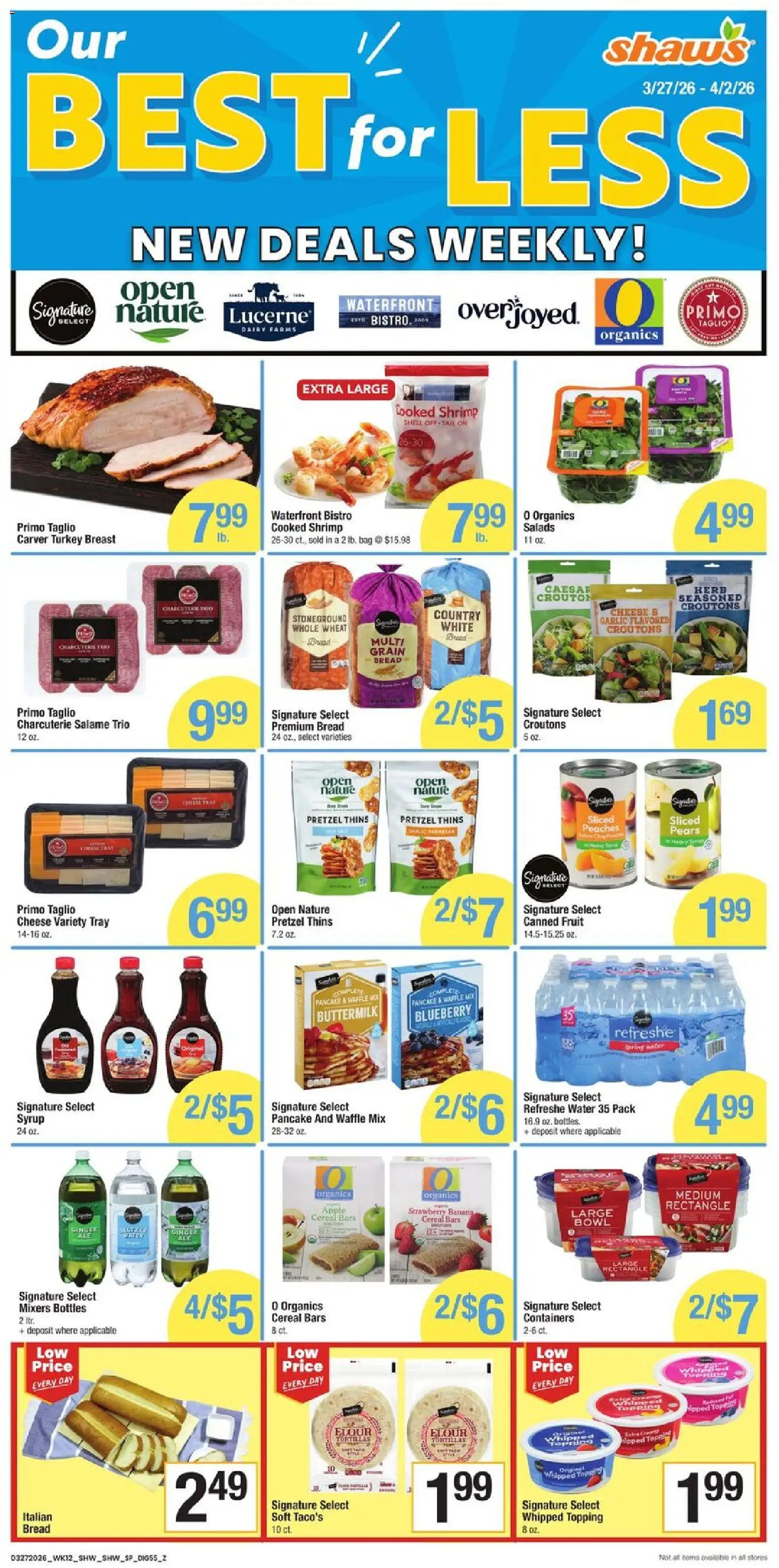 Shaw's Weekly Ad - VT - valid from 27.03.2026 | Page: 7 | Products: Peaches, Ginger, Cheese, Water