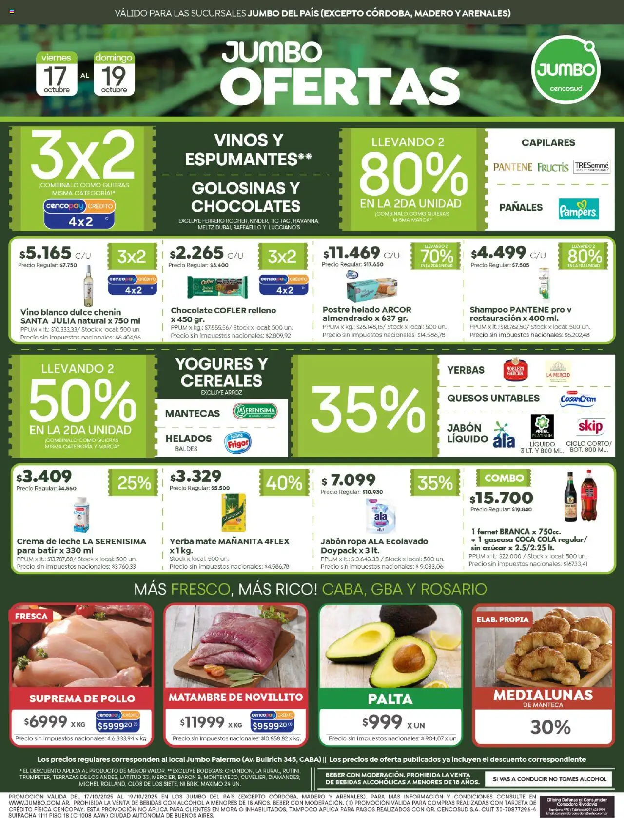 Jumbo ofertas │ válido desde el 17.10.2025 | Página: 1 | Productos: Rosario, Pollo, Gaseosa, Pañales