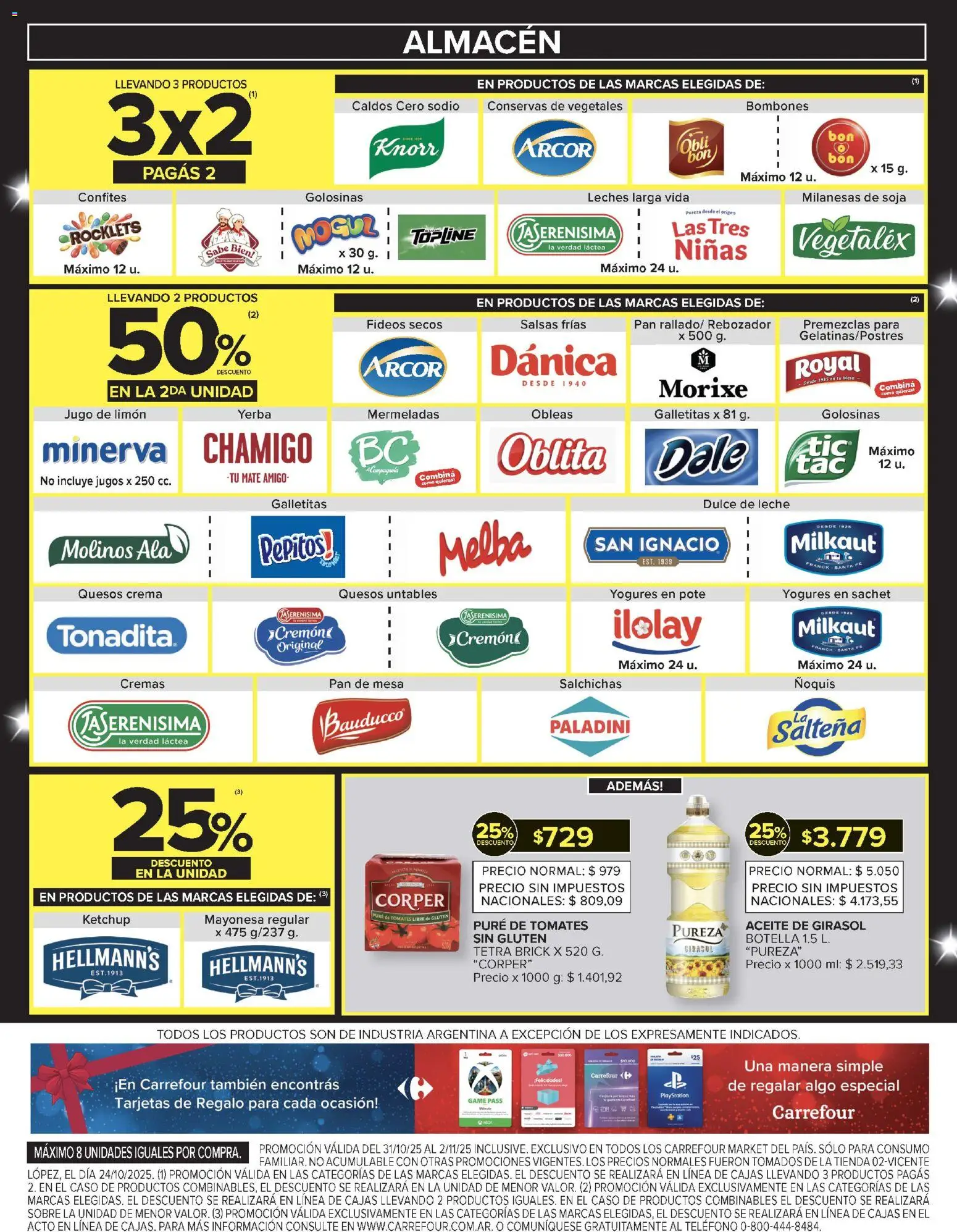 Carrefour Market -Black Friday │ válido desde el 31.10.2025 | Página: 4 | Productos: Mesa, Aceite, Jugo, Fideos