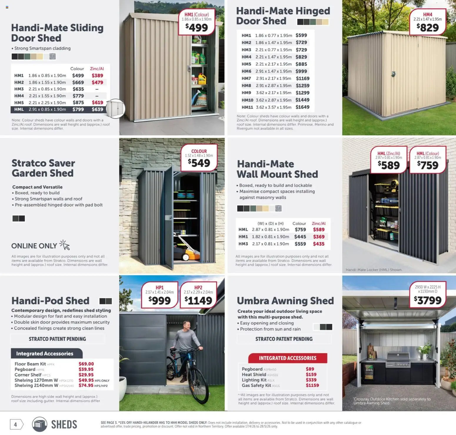 Stratco catalogue - valid from 17.04.2026 | Page: 4 | Products: Door, Shed, Accessories, Multipurpose