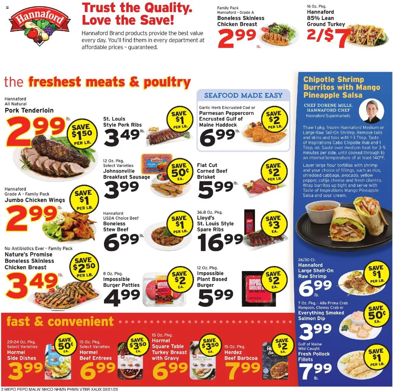 Hannaford Weekly Ad - valid from 21.09.2025 | Page: 2 | Products: Table, Pork, Beef, Seafood