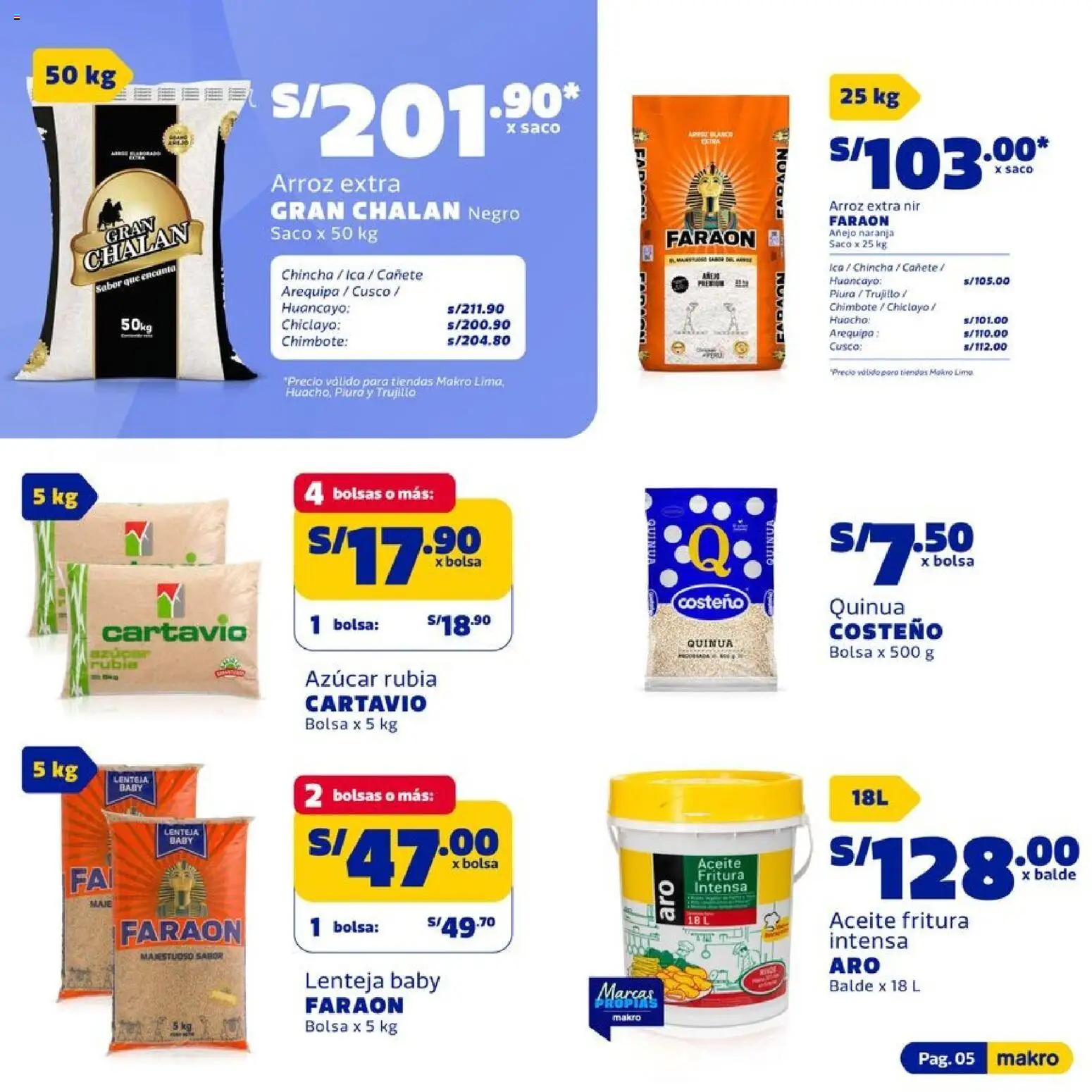Catálogo Makro válido desde 26.02.2026 | Página: 5 | Productos: Aceite, Arroz, Saco, Bolsa