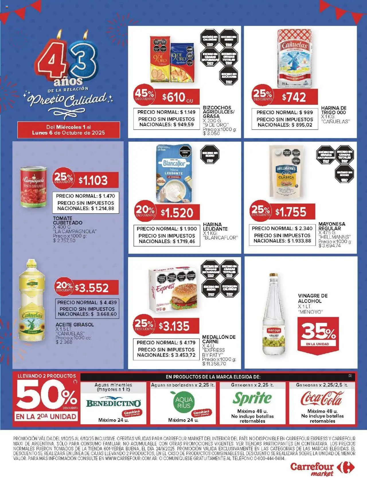 Carrefour Market catálogo - Corrientes │ válido desde el 01.10.2025 | Página: 12 | Productos: Caso, Aceite, Tomate, Bizcochos