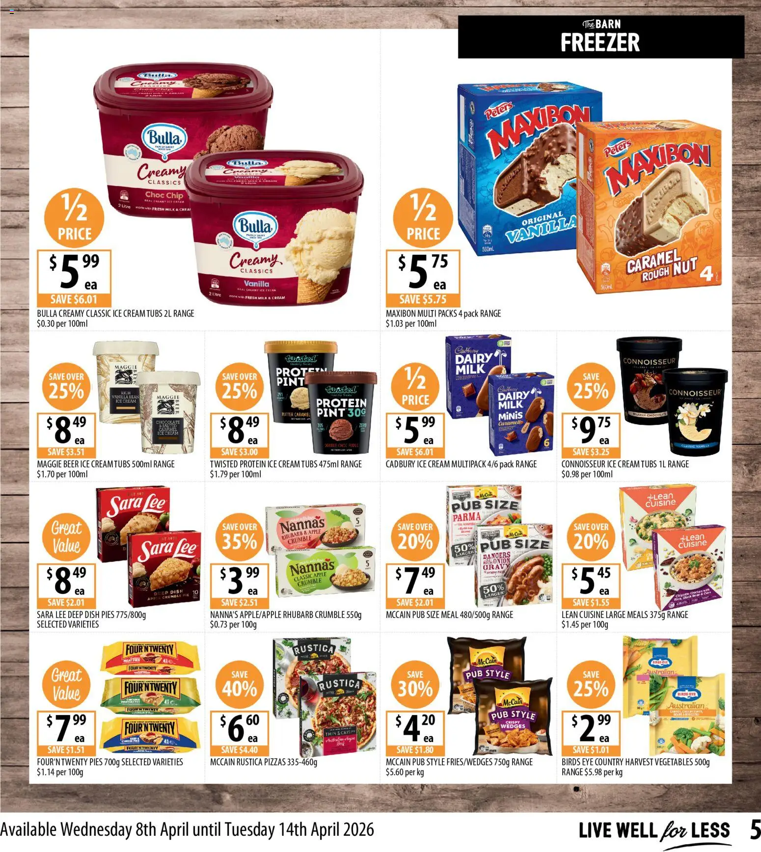 Supabarn catalogue - valid from 08.04.2026 | Page: 5 | Products: Milk, Butter, Cream, Freezer