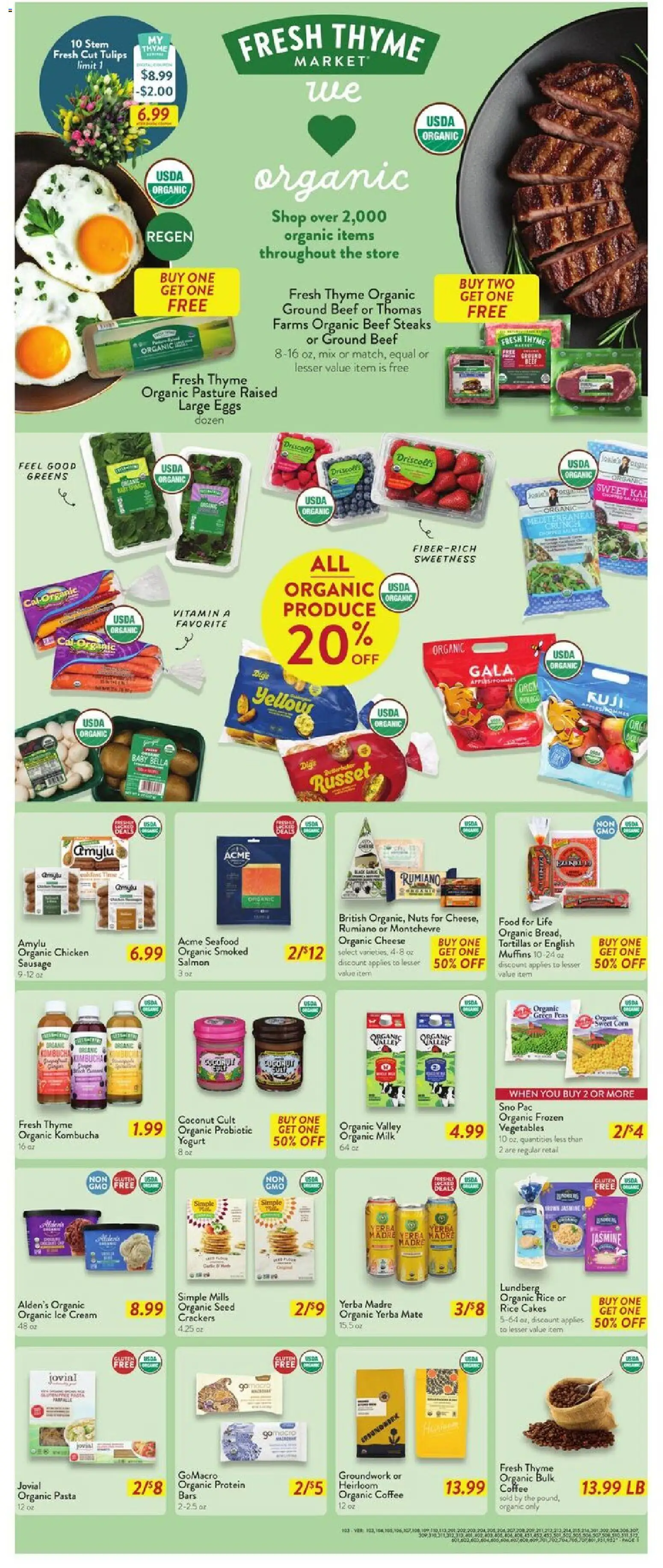 Fresh Thyme Weekly Ad - MN - valid from 15.04.2026 | Page: 2 | Products: Yogurt, Pasta, Cream, Vegetables