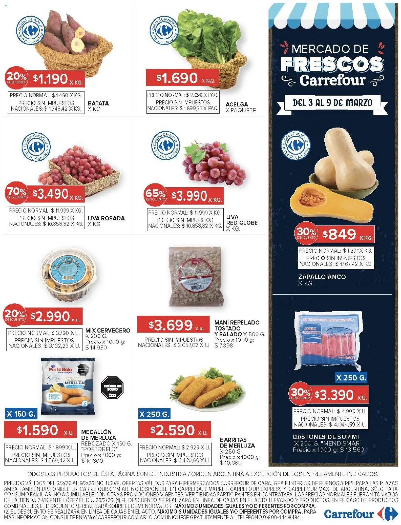 Carrefour ofertas │ válido desde el 03.03.2026 | Página: 19 | Productos: Teléfono, Acelga, Zapallo, Mani
