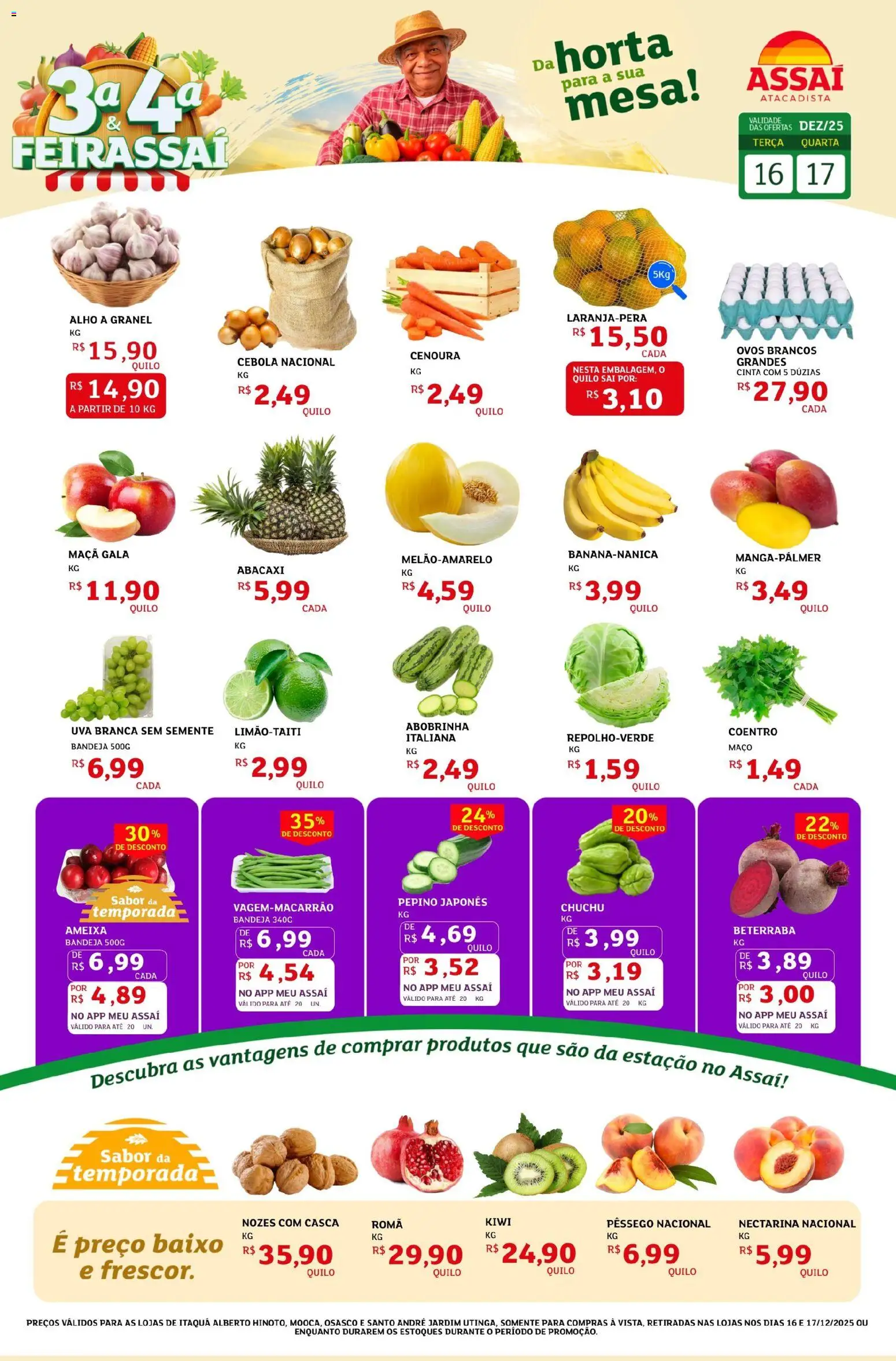 Assaí Atacadista Folheto - válido de 16.12.2025 | Página: 1 | Produtos: Beterraba, Cebola, Ovos, Abacaxi