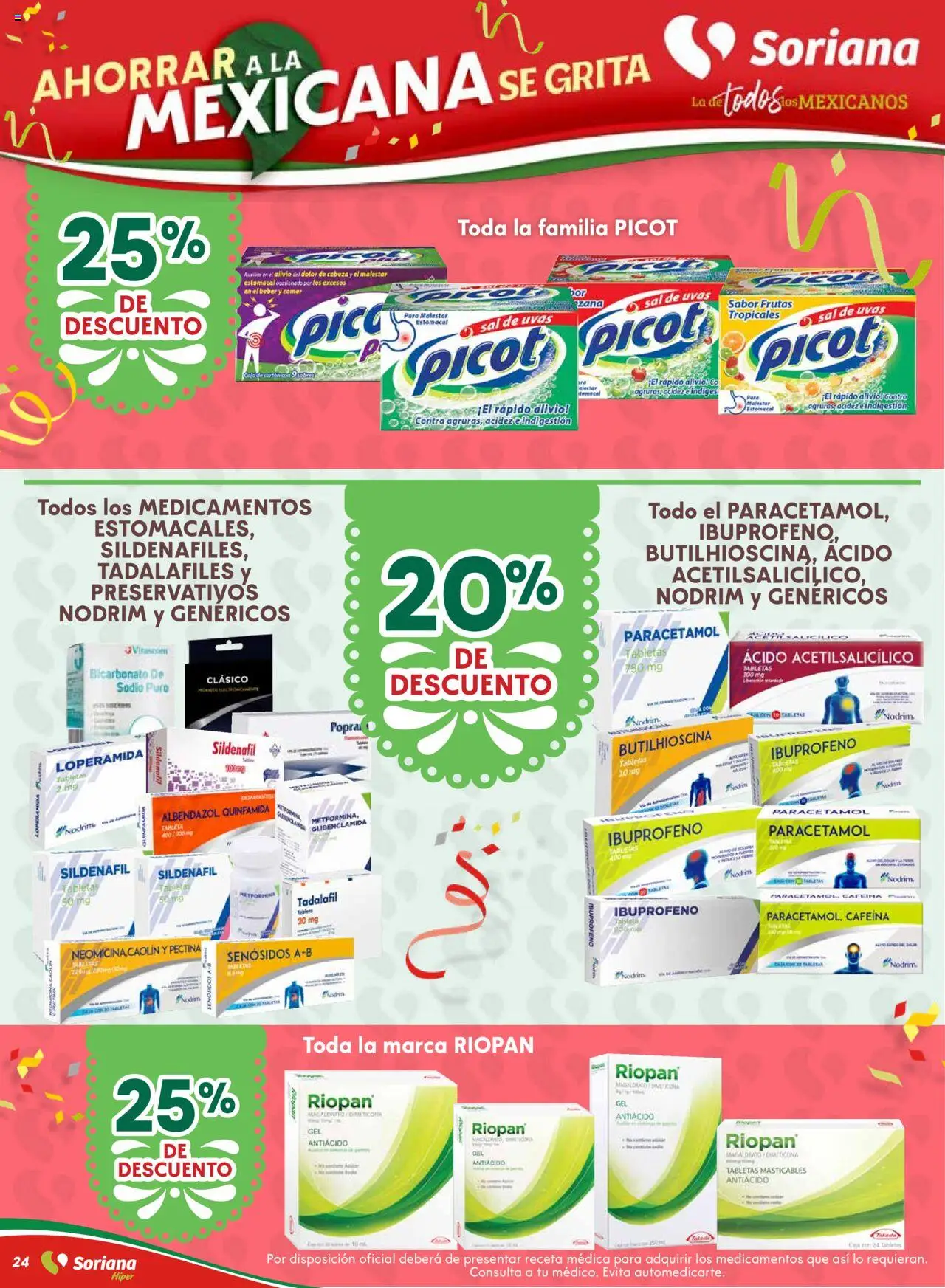 Nuevas ofertas de Soriana válidas en toda la República Mexicana desde el 10.09.2025. ¡Encuentra las mejores ofertas en Soriana - Ahorrar a la mexicana se grita Soriana Híper Nacional! | Página: 24 | Productos: Tablet, Preservativos, Antiácido, Caja