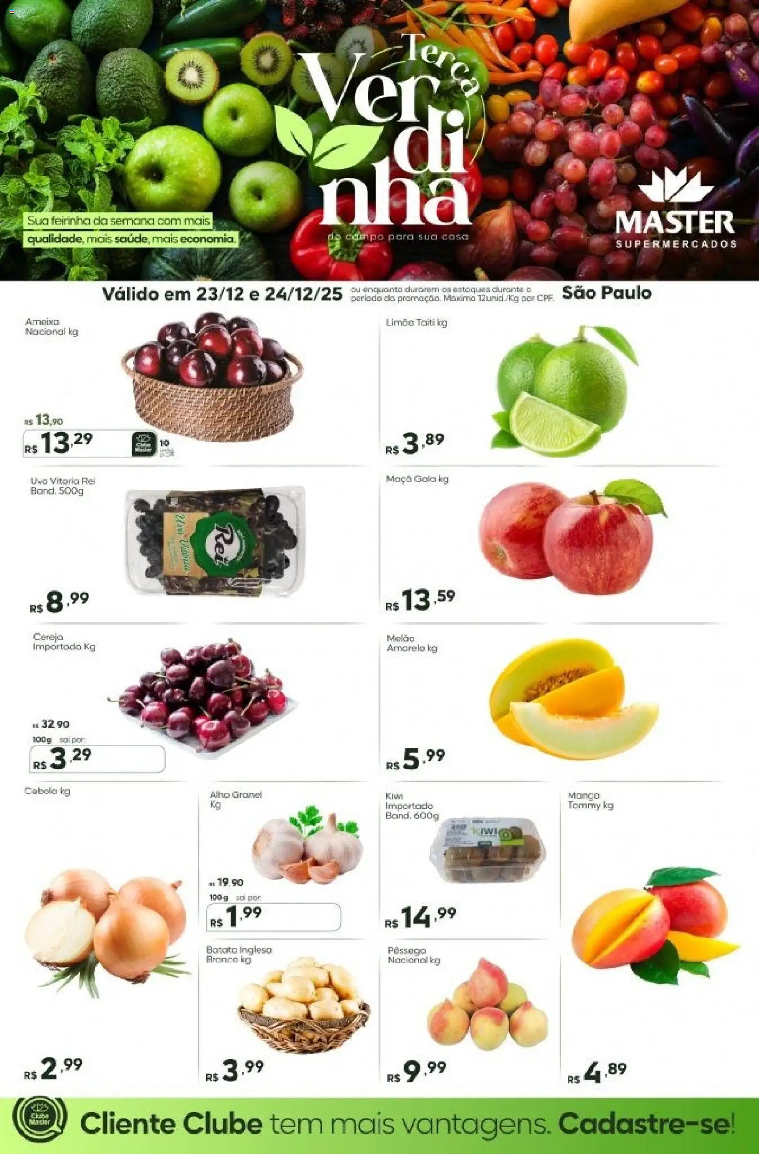 Master Folheto - válido de 23.12.2025 | Página: 1 | Produtos: Pêssego, Cereja, Cebola, Ameixa
