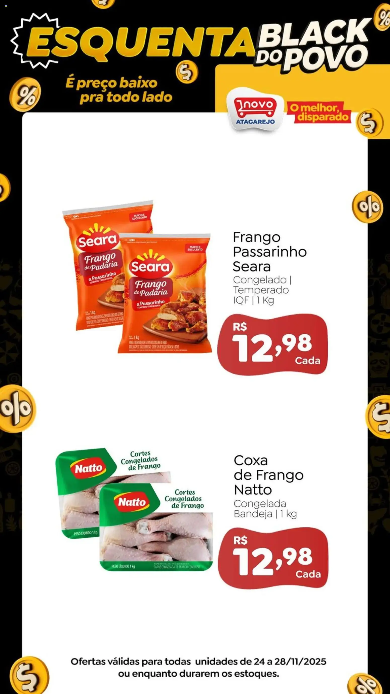 Novo Atacarejo Folheto - válido de 24.11.2025 | Página: 2 | Produtos: Coxa de frango, Baixo, Bandeja, Frango