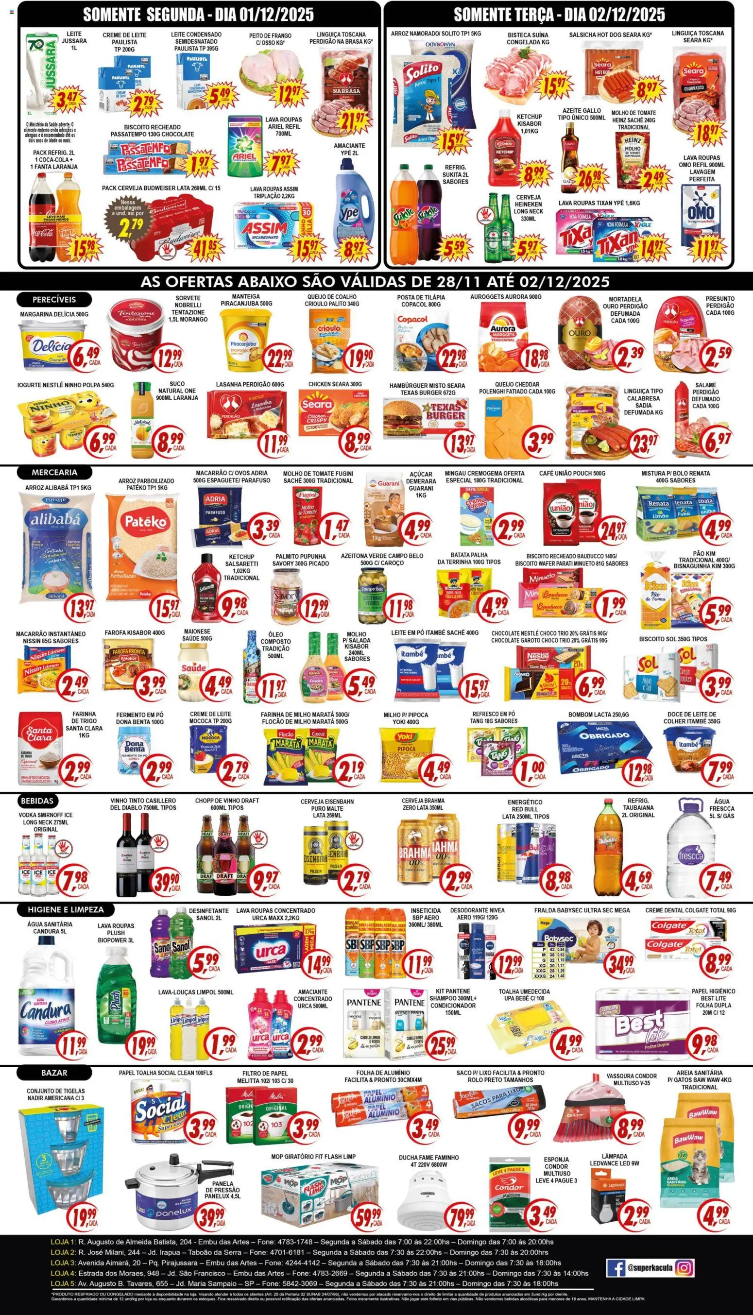 Kaçula Folheto - válido de 28.11.2025 | Página: 2 | Produtos: Biscoito, Tilápia, Batata palha, Água sanitária