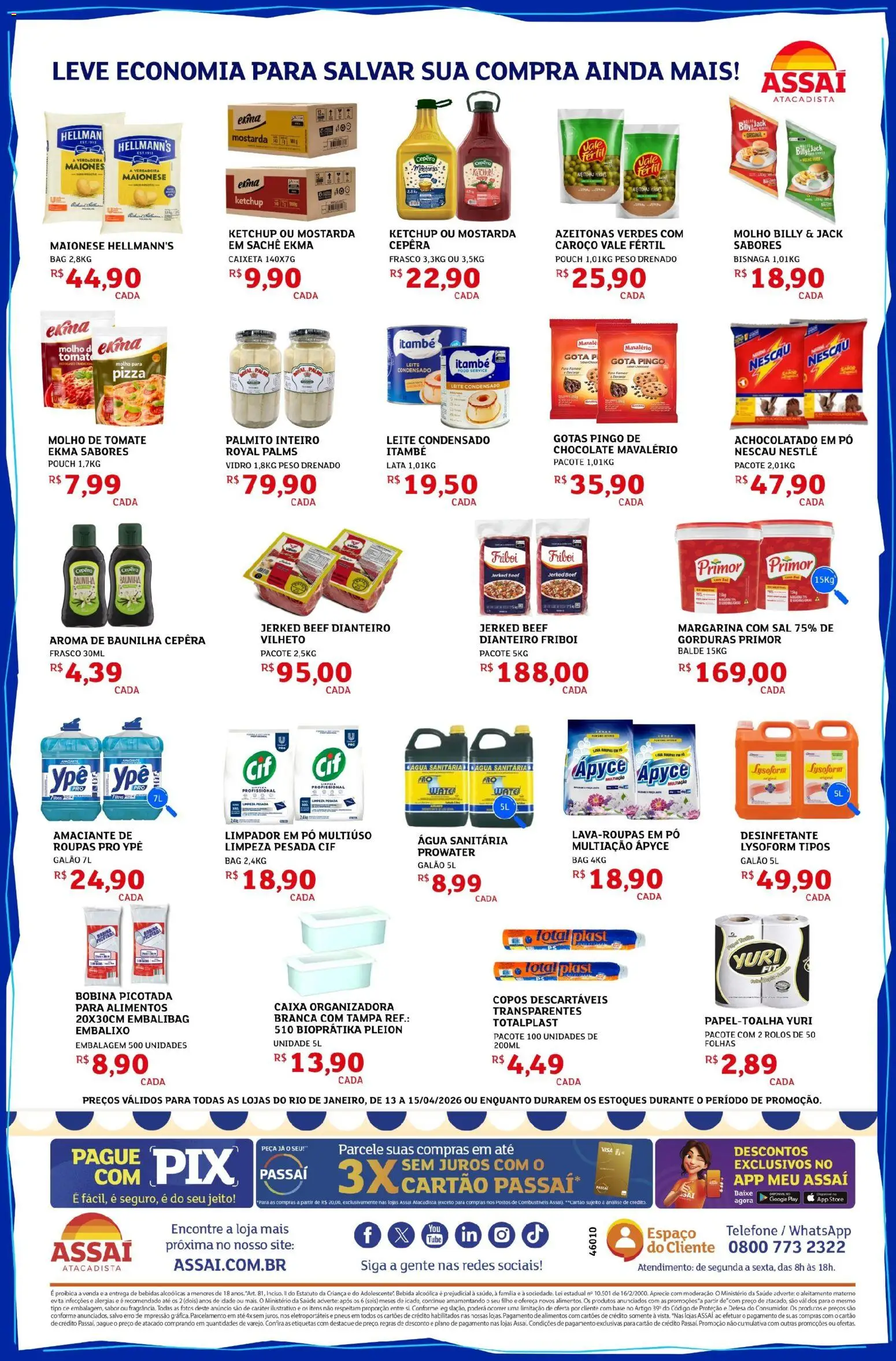 Assaí Atacadista Folheto - válido de 13.04.2026 | Página: 2 | Produtos: Molho de tomate, Base, Maionese, Água sanitária