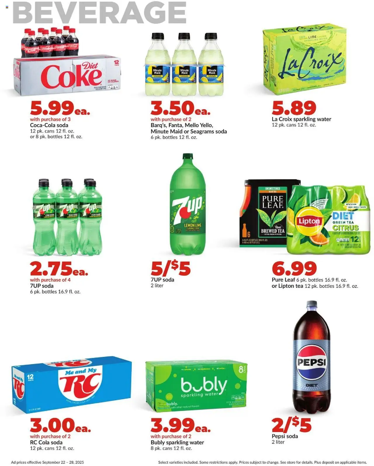 HyVee Weekly Ad - valid from 22.09.2025 | Page: 24 | Products: Tea, Water, Lemon, Lime