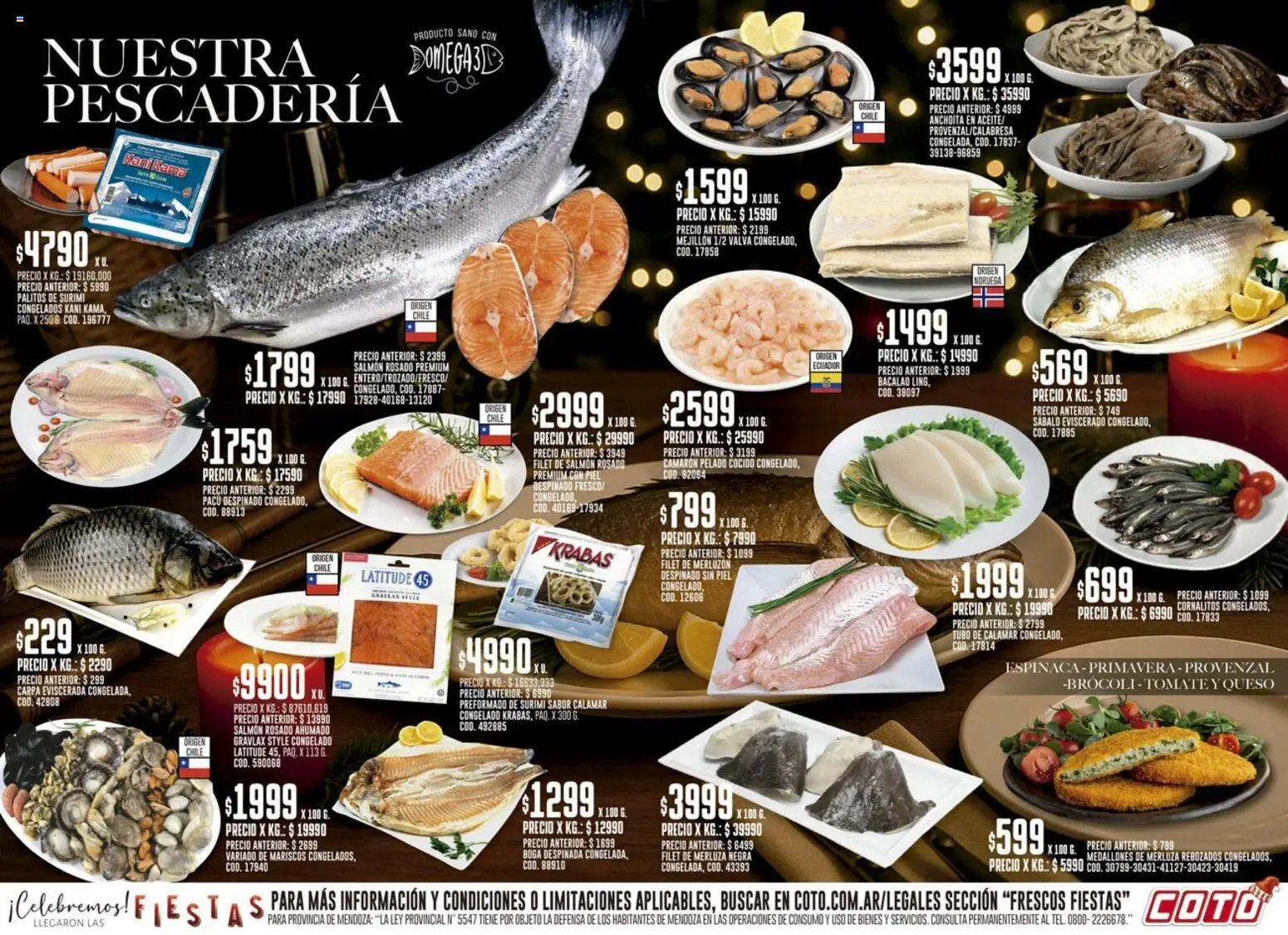 Coto - Pescaderia Fiestas │ válido desde el 15.12.2025 | Página: 1 | Productos: Carpa, Brocoli, Tomate, Espinaca