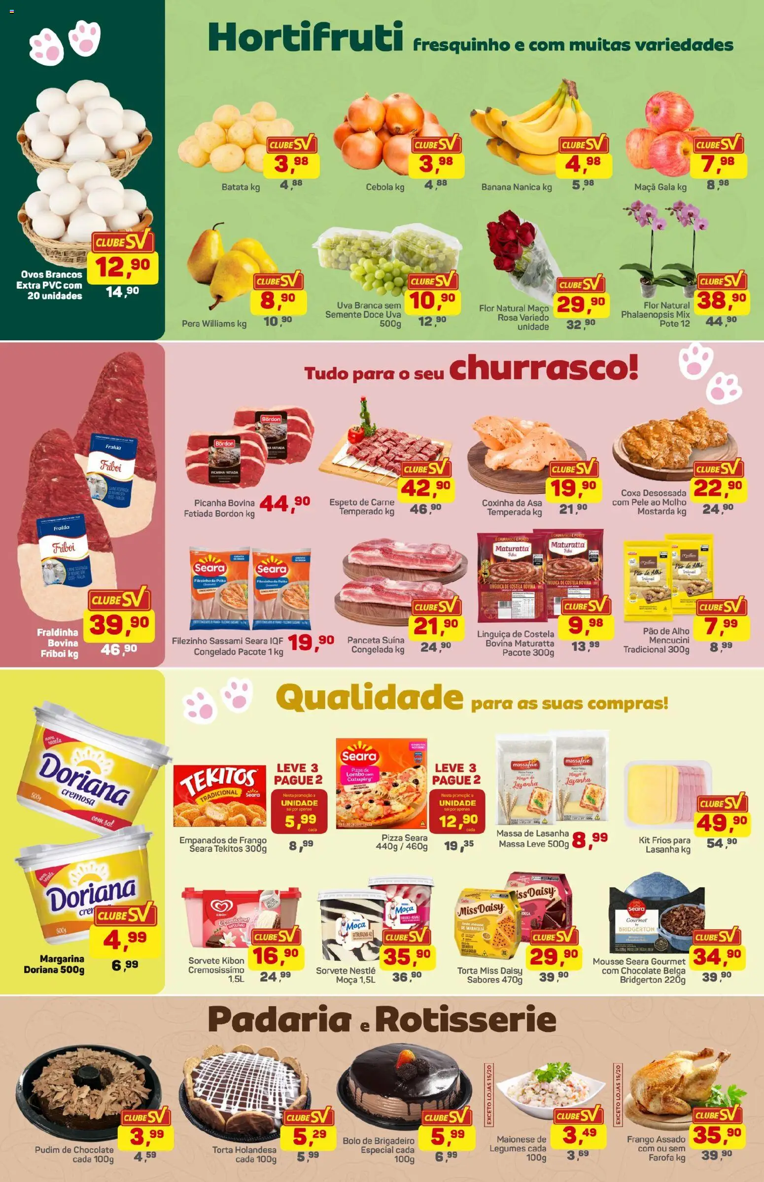 Supermercados São Vicente Folheto - válido de 03.04.2026 | Página: 2 | Produtos: Pao de alho, Lombo, Catupiry, Frango