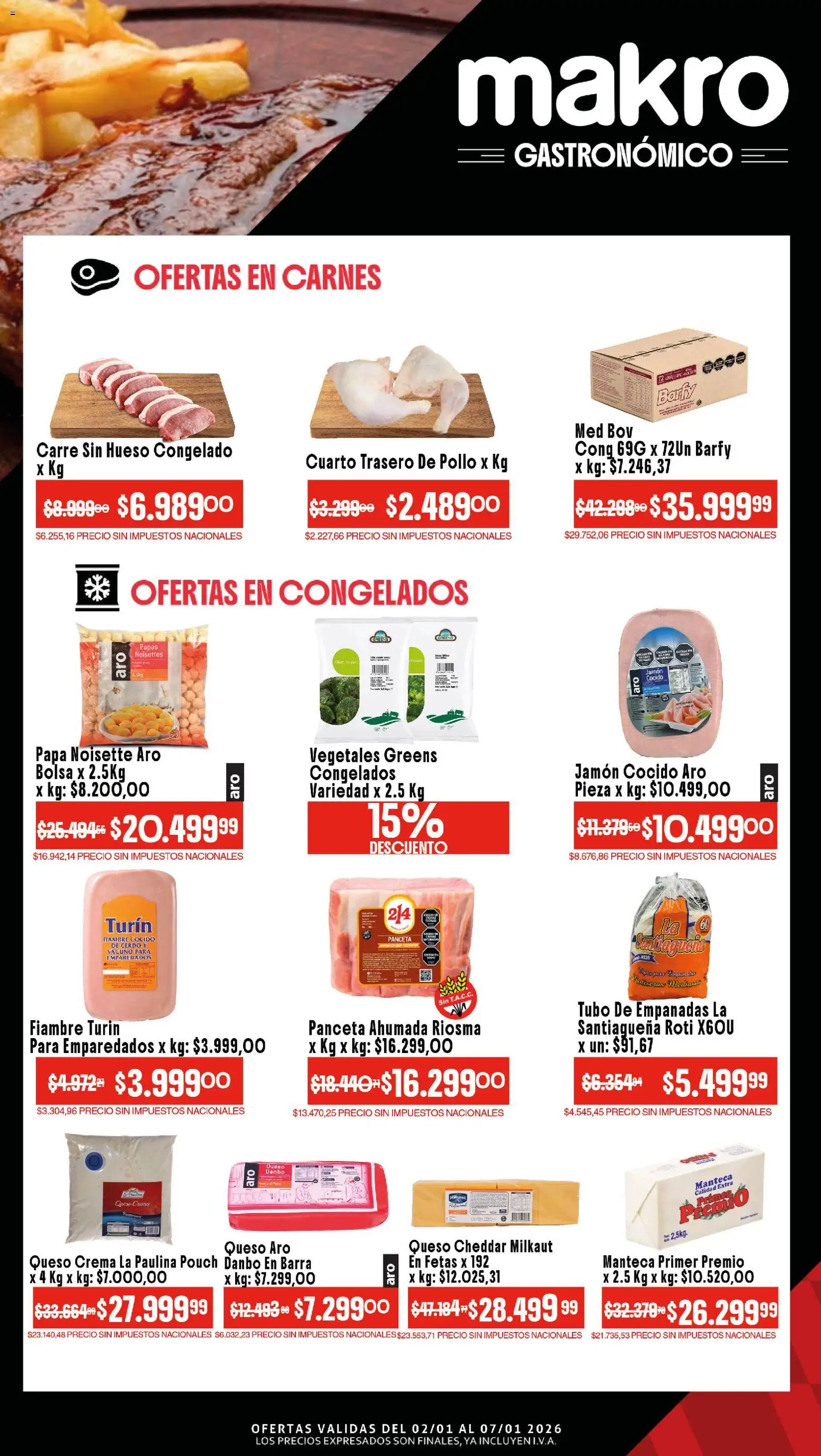 Makro ofertas │ válido desde el 02.01.2026 | Página: 2 | Productos: Panceta, Queso, Jamón, Crema