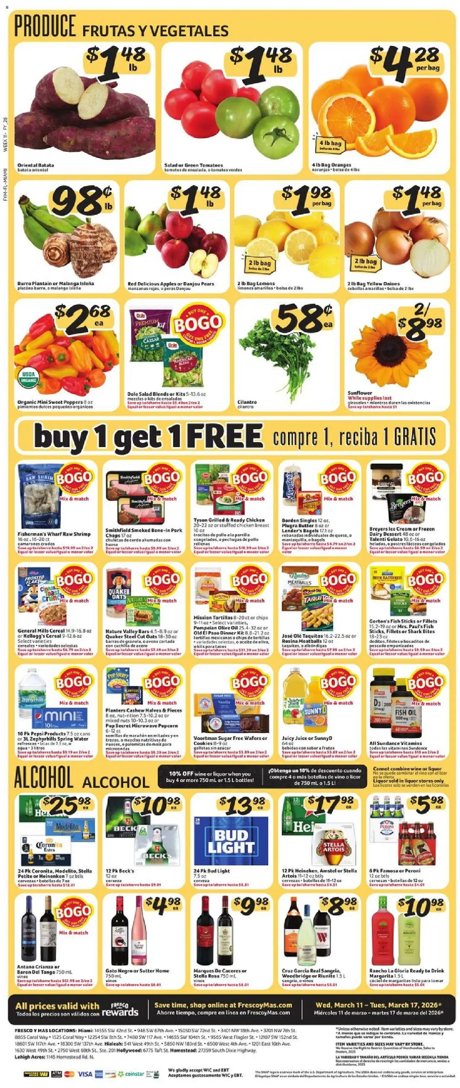 Fresco y Más Weekly Ad - valid from 11.03.2026 | Page: 4 | Products: Butter, Oranges, Chips, Bag