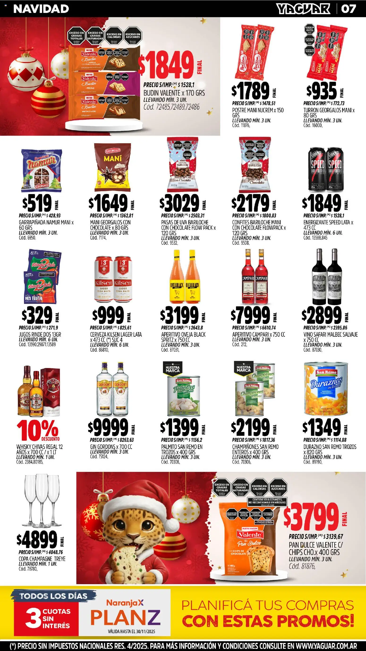 Yaguar - Chaco │ válido desde el 10.11.2025 | Página: 7 | Productos: Pasas de uva, Durazno, Champagne, Palmitos