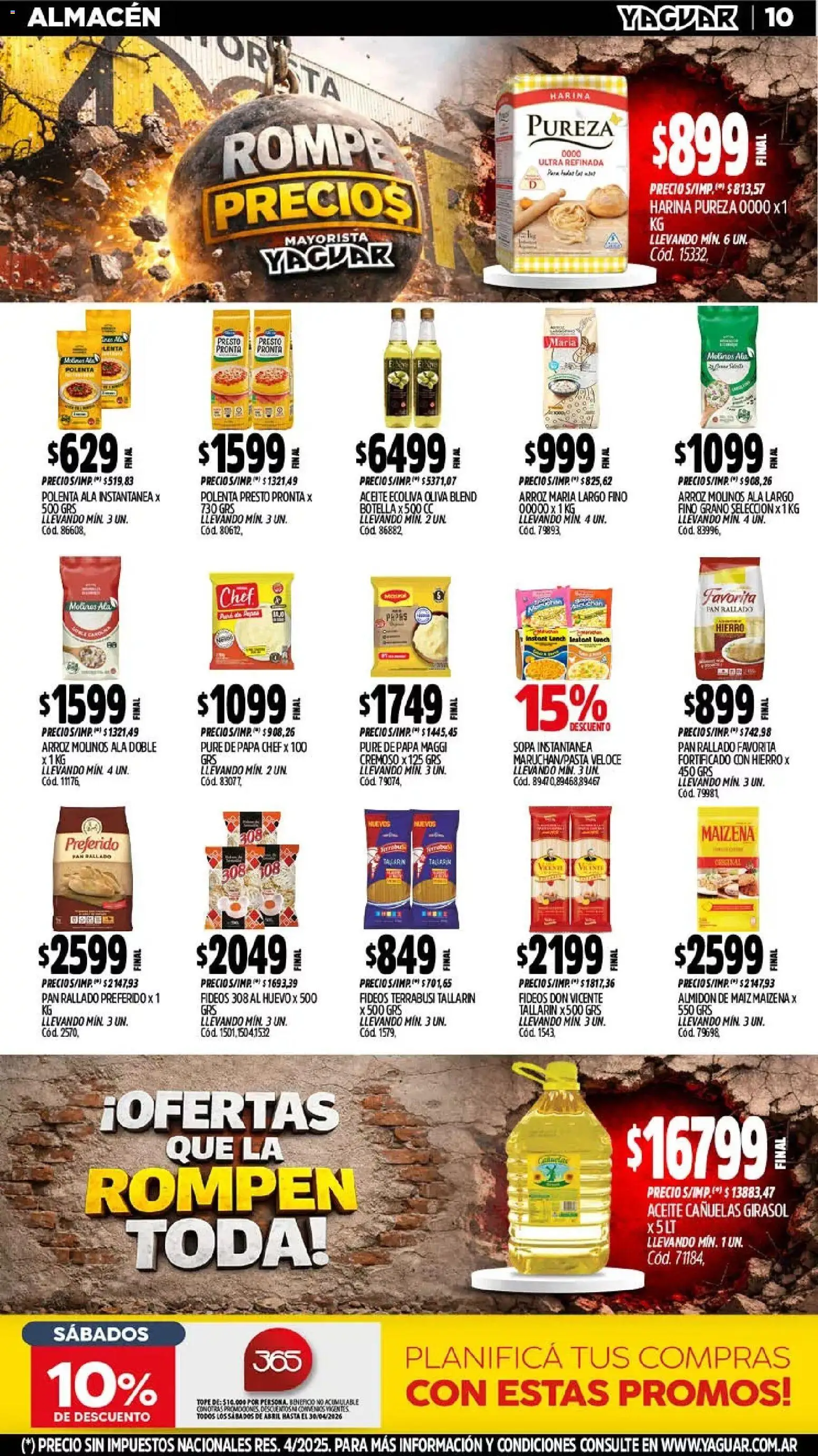 Yaguar catálogo │ válido desde el 13.04.2026 | Página: 10 | Productos: Aceite, Polenta, Sopa, Pan rallado