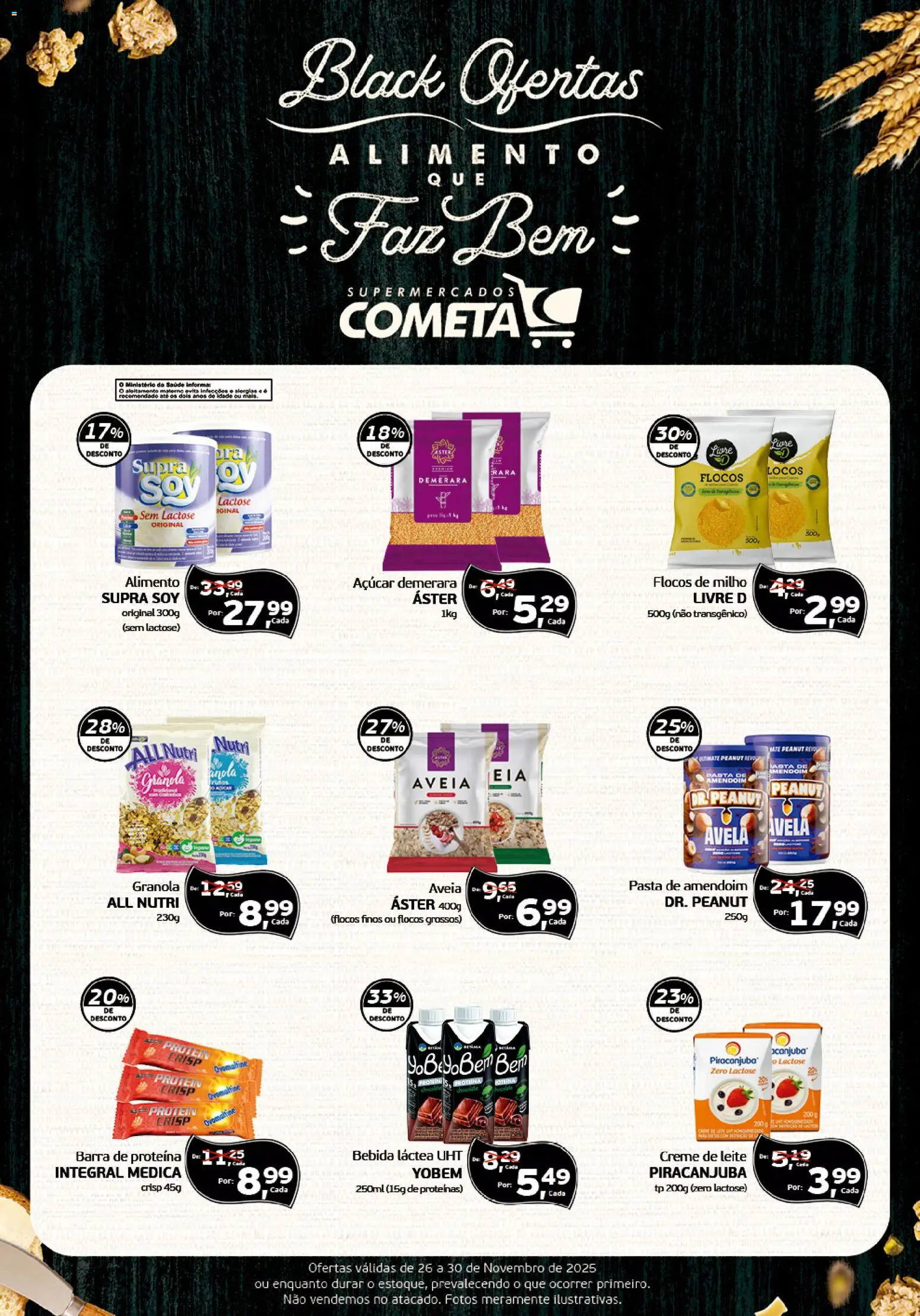 Cometa Supermercados Folheto - válido de 26.11.2025 | Página: 1 | Produtos: Leite integral, Leite, Açúcar, Pasta de amendoim