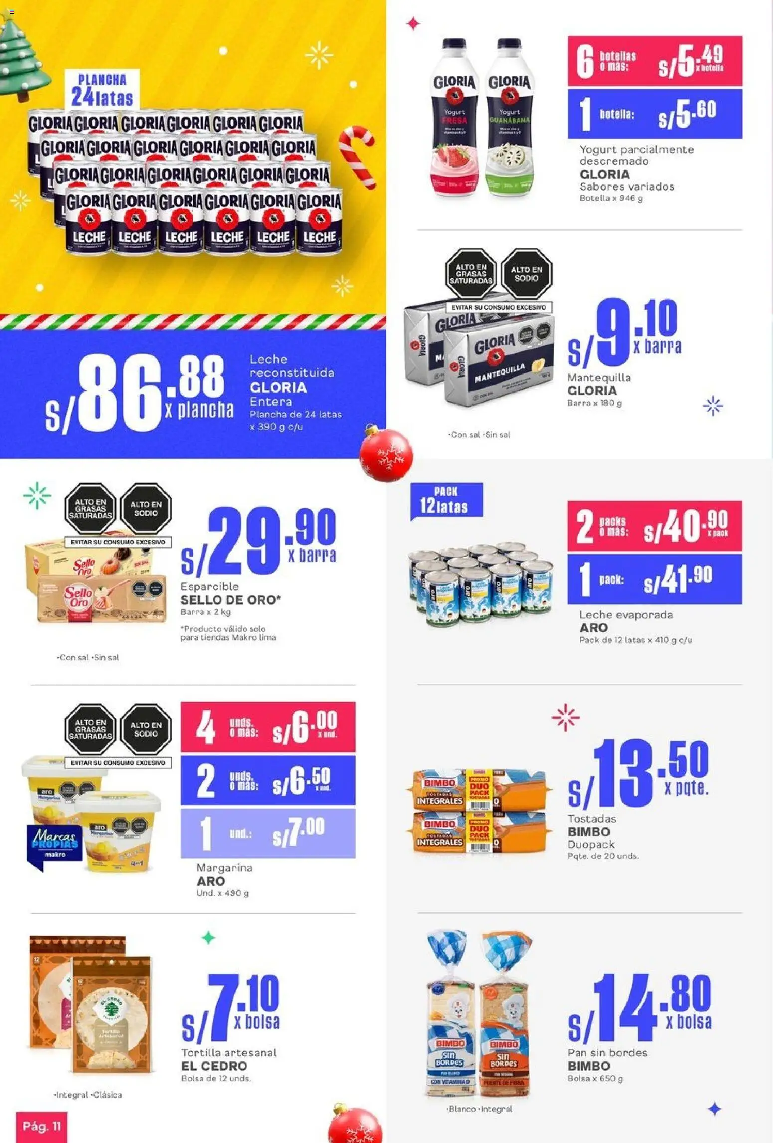 Catálogo Makro válido desde 01.12.2025 | Página: 12 | Productos: Leche, Mantequilla, Yogurt, Bolsa