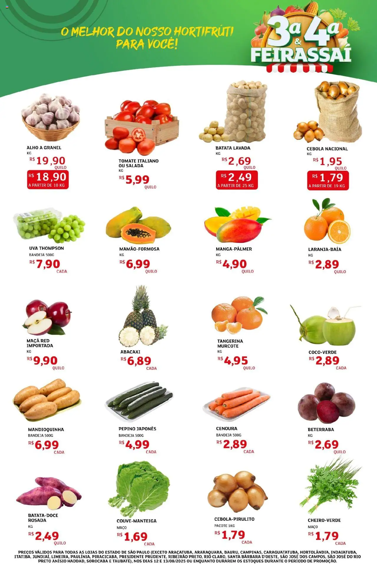 Assaí Atacadista Folheto - válido de 12.08.2025 | Página: 2 | Produtos: Alho, Mandioquinha, Cenoura, Batata