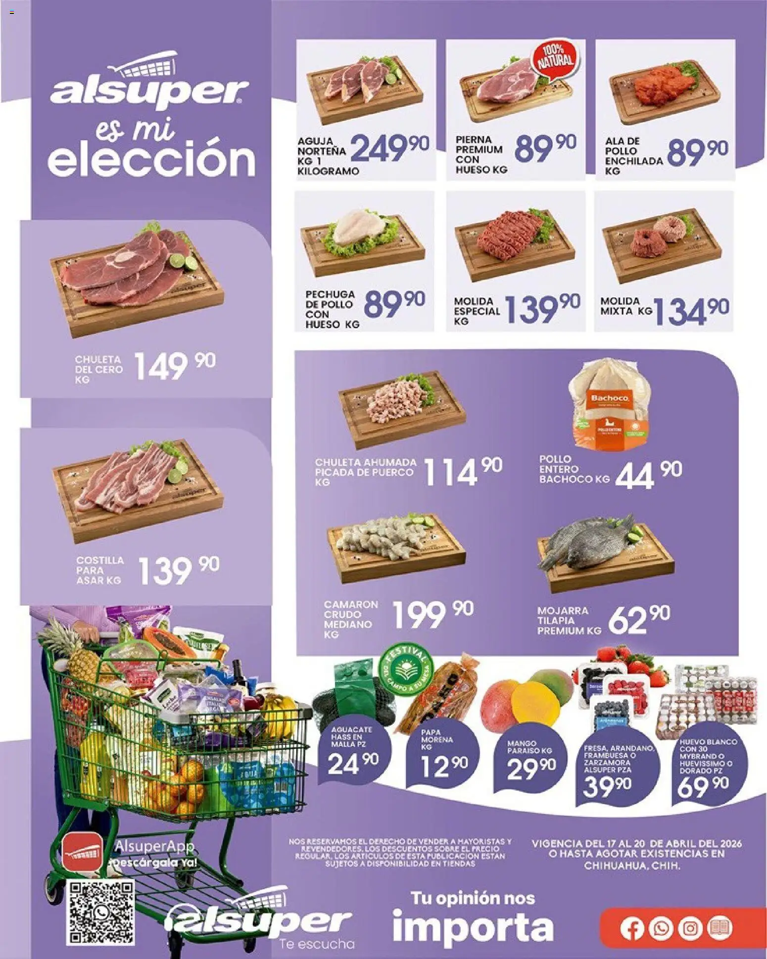 Nuevas ofertas de Alsuper válidas en toda la República Mexicana desde el 17.04.2026. ¡Encuentra las mejores ofertas en Alsuper folleto Chihuahua-Ciudad! | Página: 1 | Productos: Papa, Huevo, Té, Malla