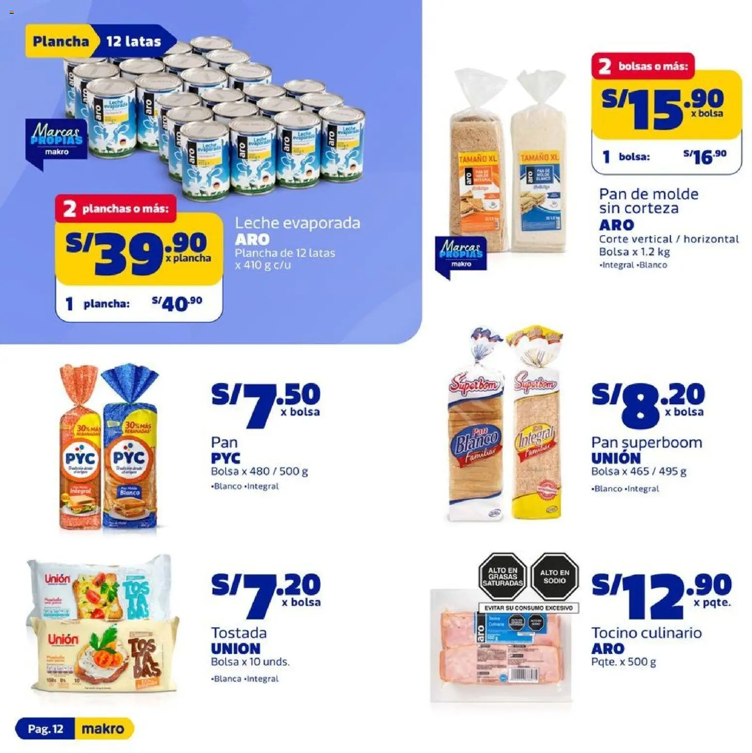 Catálogo Makro válido desde 26.02.2026 | Página: 12 | Productos: Leche, Pan, Bolsa