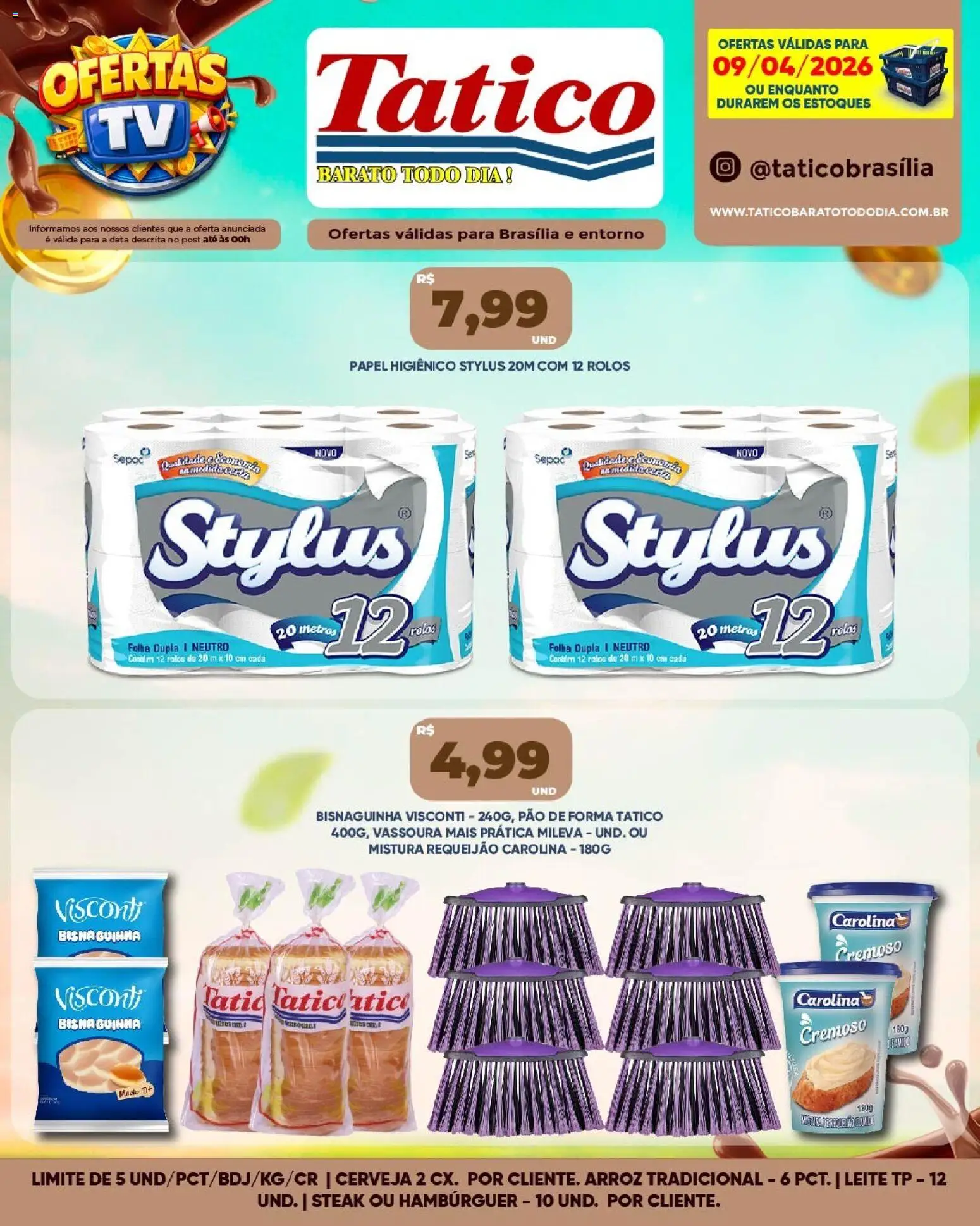 Tatico Folheto - válido de 09.04.2026 | Página: 6 | Produtos: Leite, Pão de forma, Papel higiênico, Vassoura