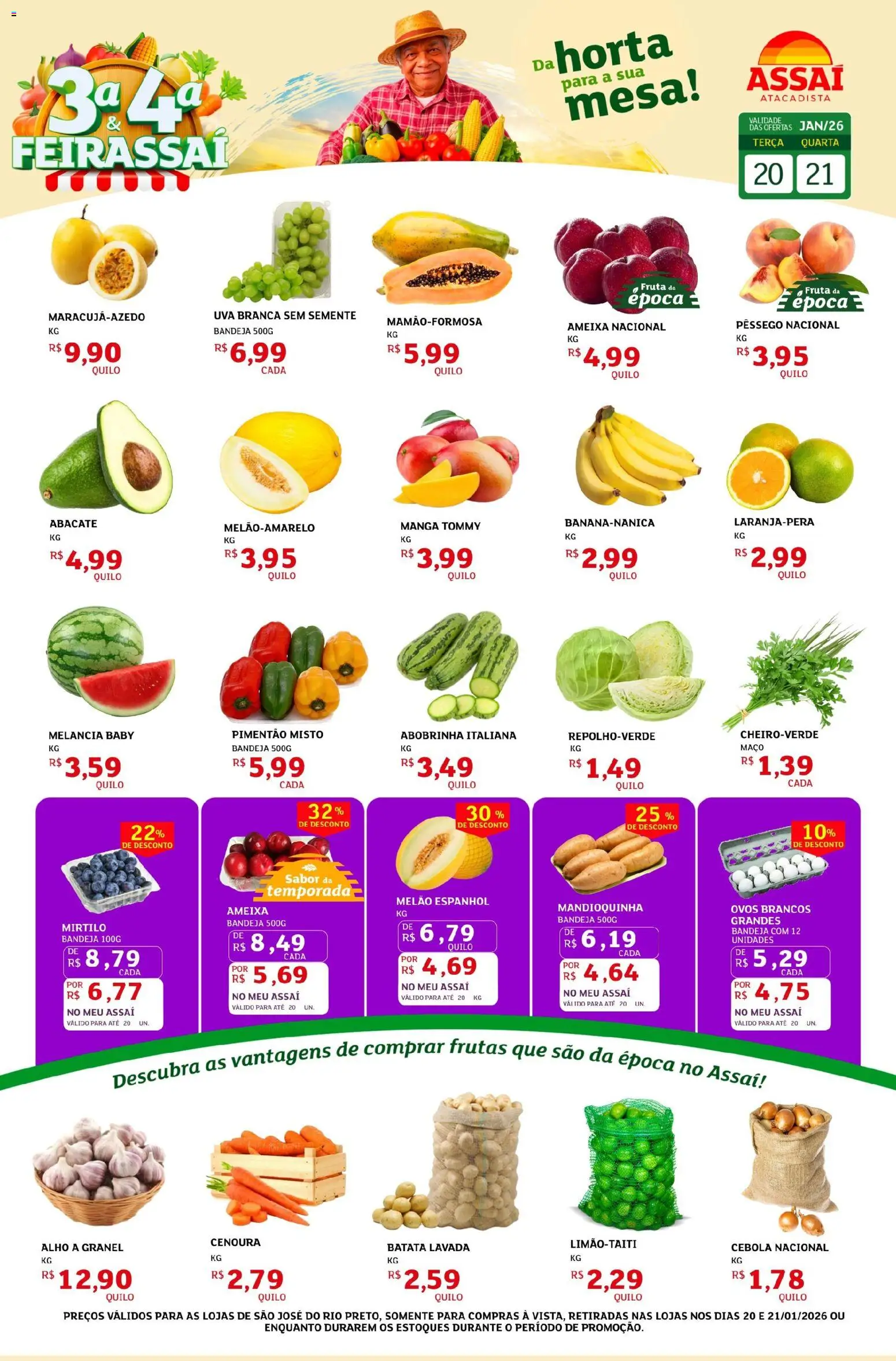 Assaí Atacadista Folheto - válido de 20.01.2026 | Página: 1 | Produtos: Melancia, Mirtilo, Abobrinha, Cebola