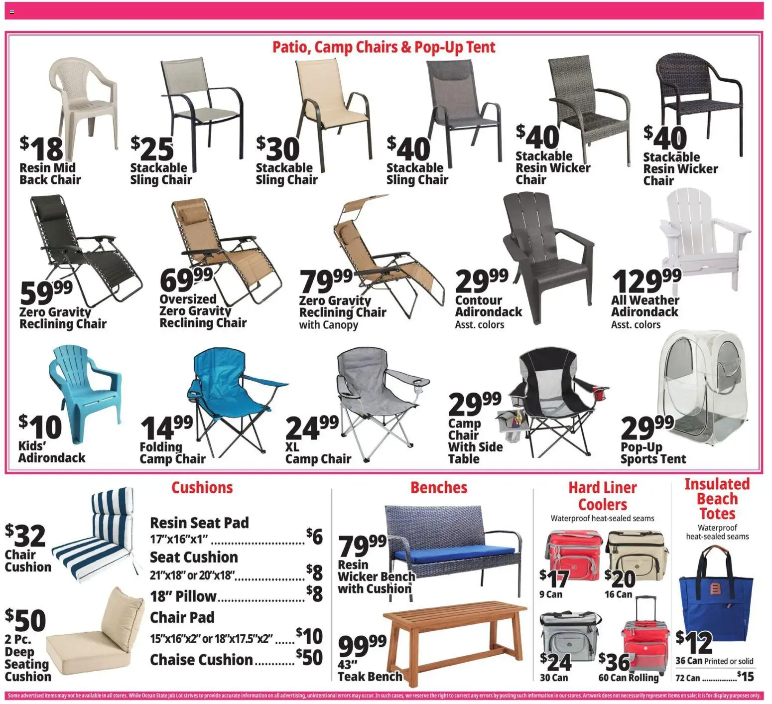 Ocean State Job Lot Weekly Ad - valid from 02.04.2026 | Page: 7 | Products: Pillow, Table, Tent, Cushion
