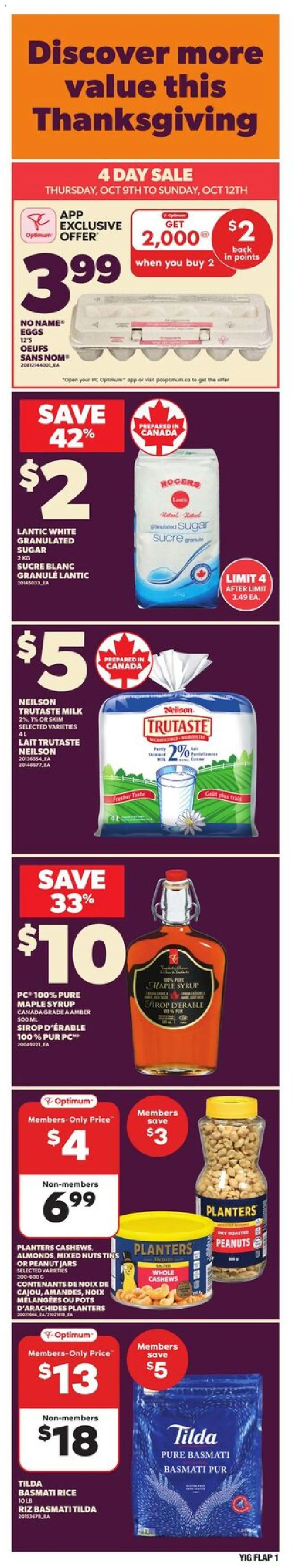 Independent Grocer flyer valid from 09.10.2025 | Page: 1 | Products: Rice, Nuts, PC, Milk
