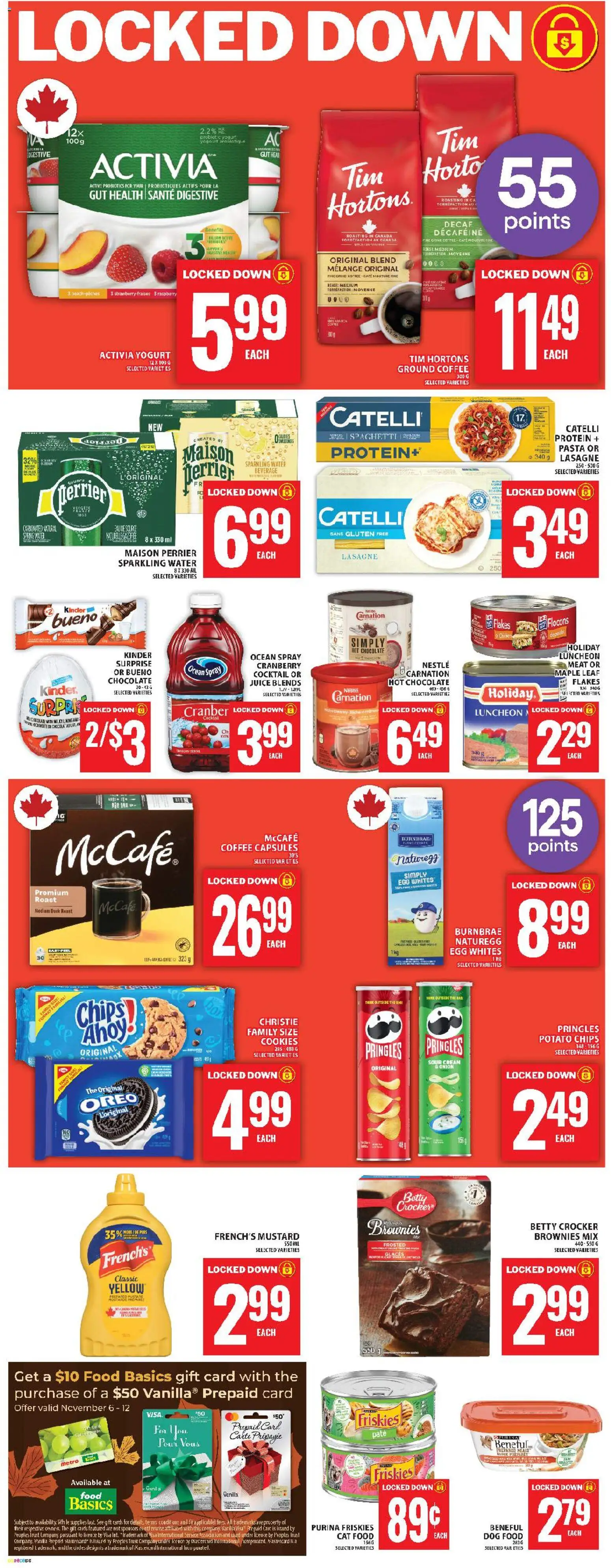 Food Basics flyer valid from 06.11.2025 | Page: 10 | Products: Pasta, Chips, Cream, Flakes