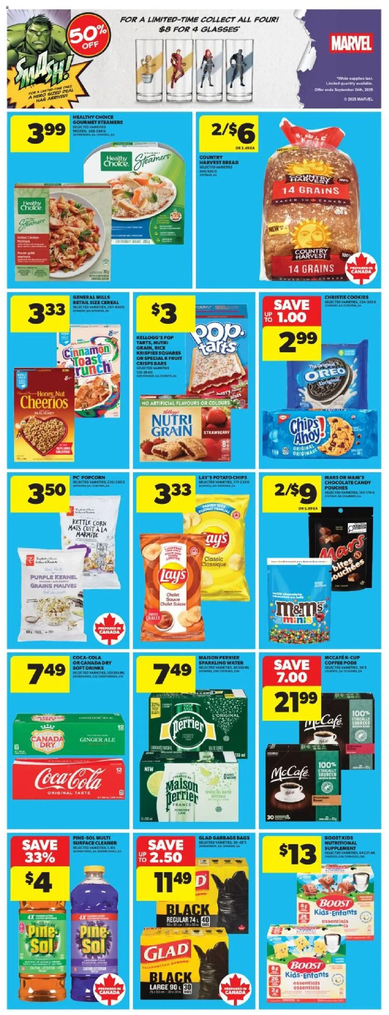 Real Canadian Superstore flyer valid from 18.09.2025 | Page: 9 | Products: Rice, Chips, Cookies, Beer