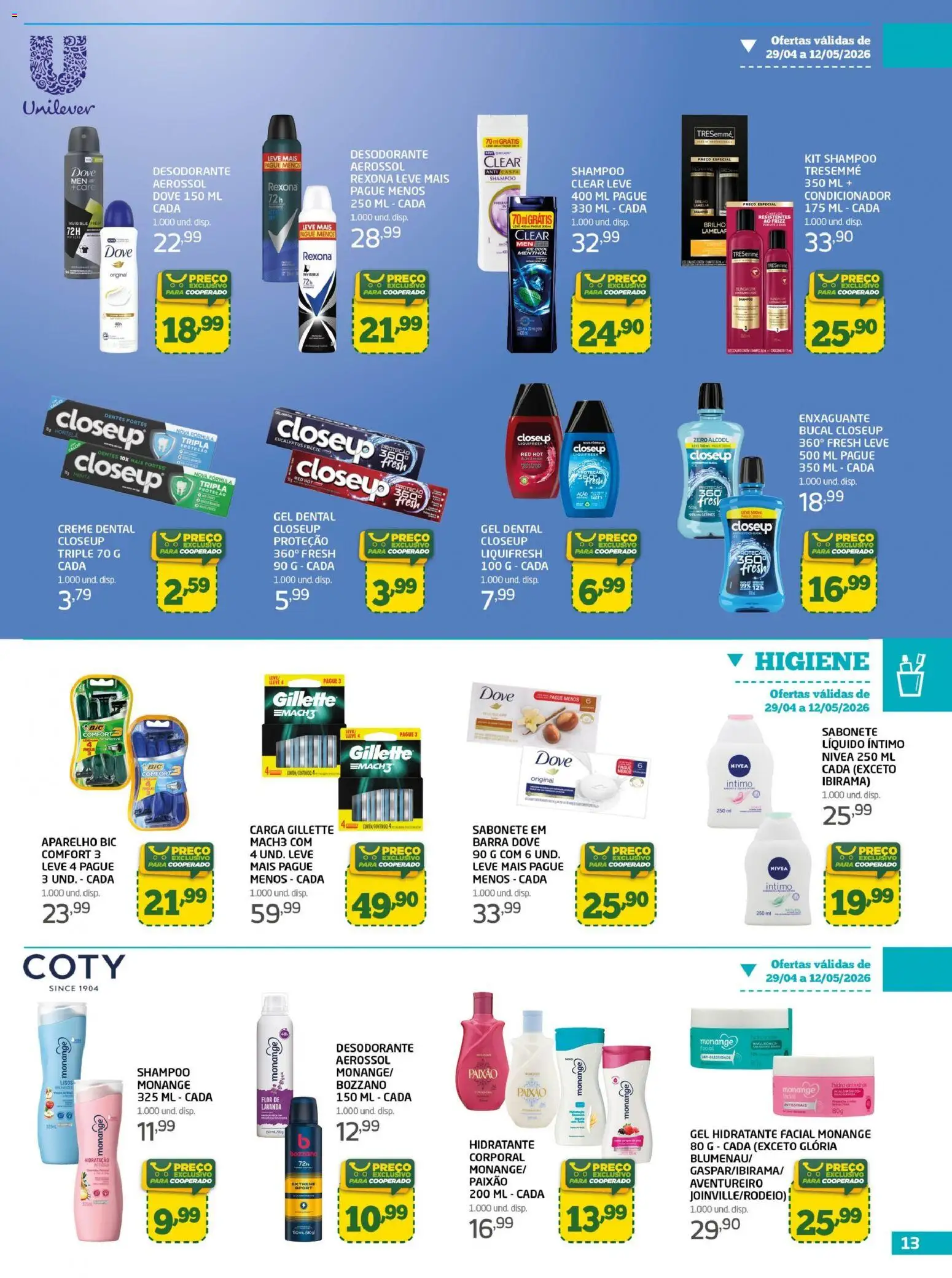 Cooper Folheto - válido de 29.04.2026 | Página: 13 | Produtos: Condicionador, Creme, Sabonete, Creme dental