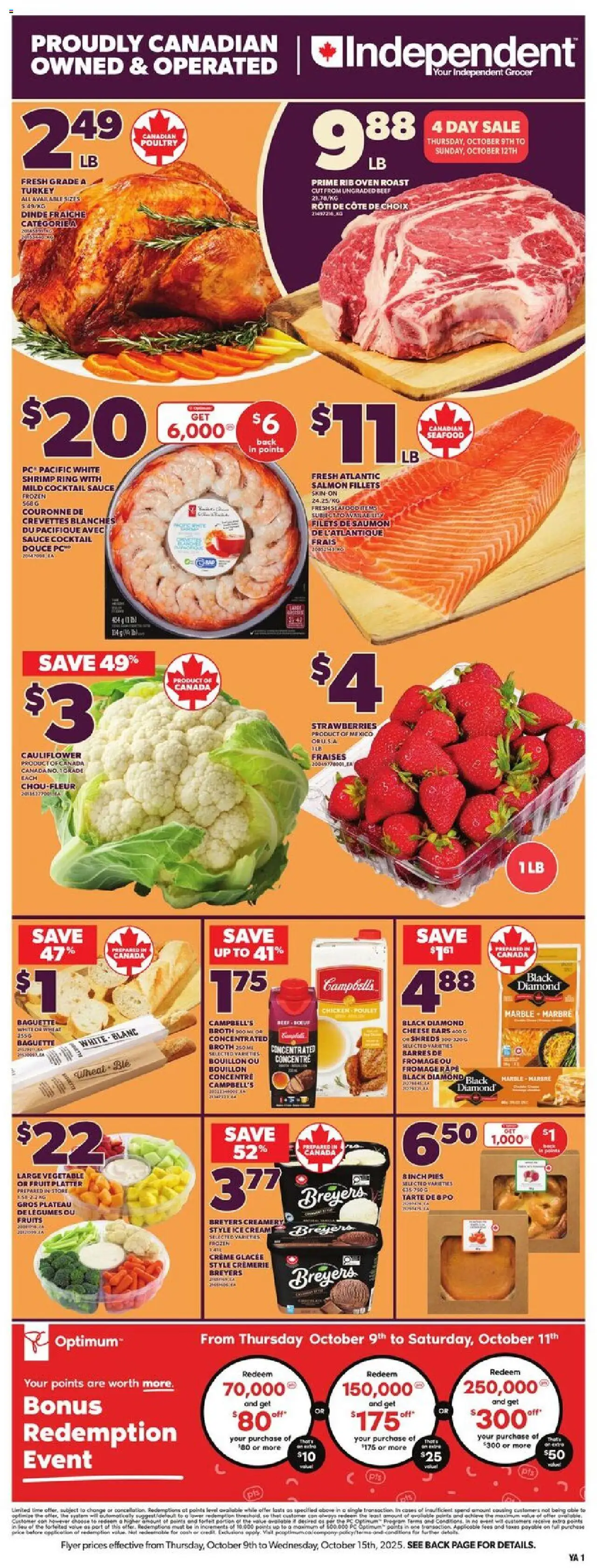 Independent Grocer flyer valid from 09.10.2025 | Page: 3 | Products: Cream, Ice cream, Oven, Cheese