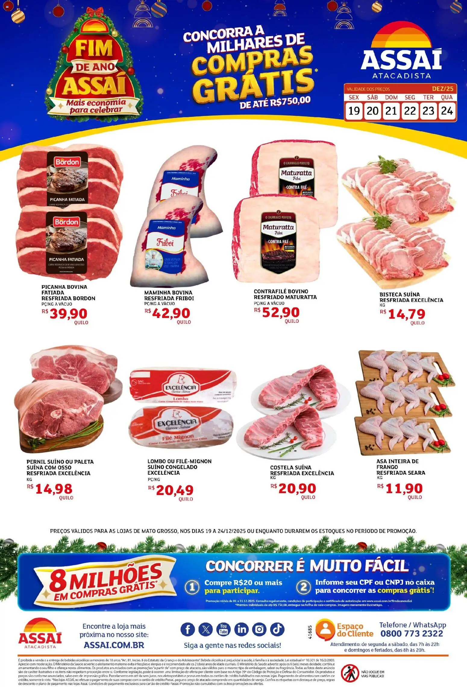 Assaí Atacadista Folheto - válido de 19.12.2025 | Página: 1 | Produtos: Maminha, Base, Carne, Frango