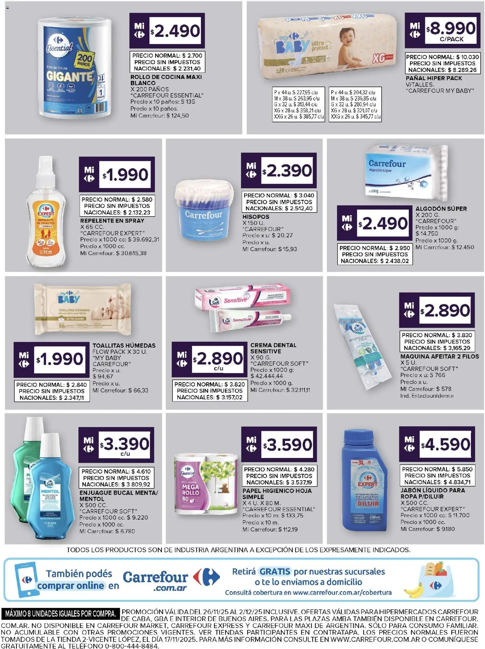 Carrefour ofertas │ válido desde el 26.11.2025 | Página: 14 | Productos: Jabón líquido, Toallitas húmedas, Jabón, Detergente