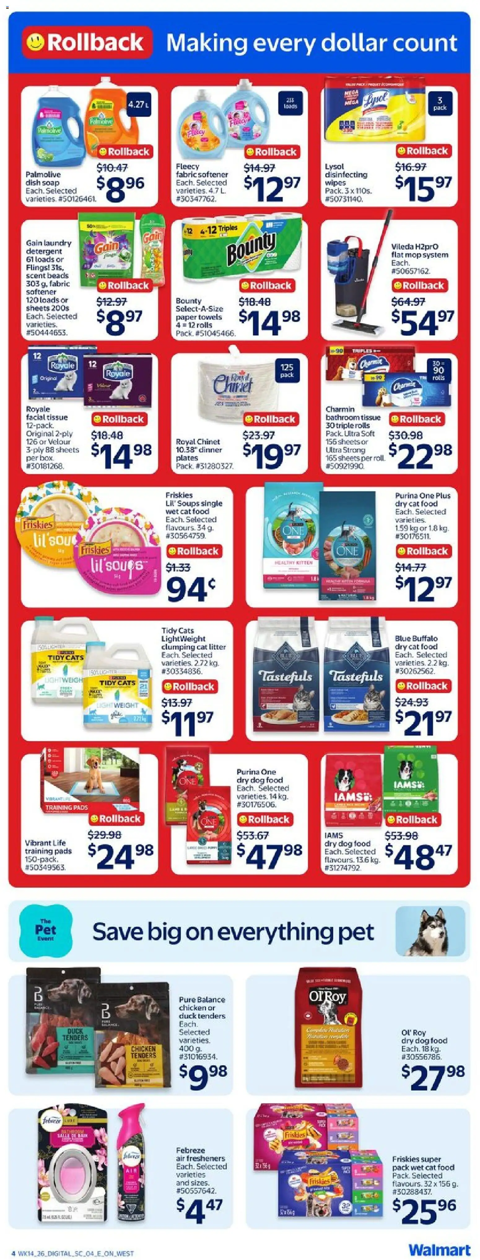 Walmart flyer valid from 30.04.2026 | Page: 9 | Products: Soap, Fabric softener, Box, Chicken