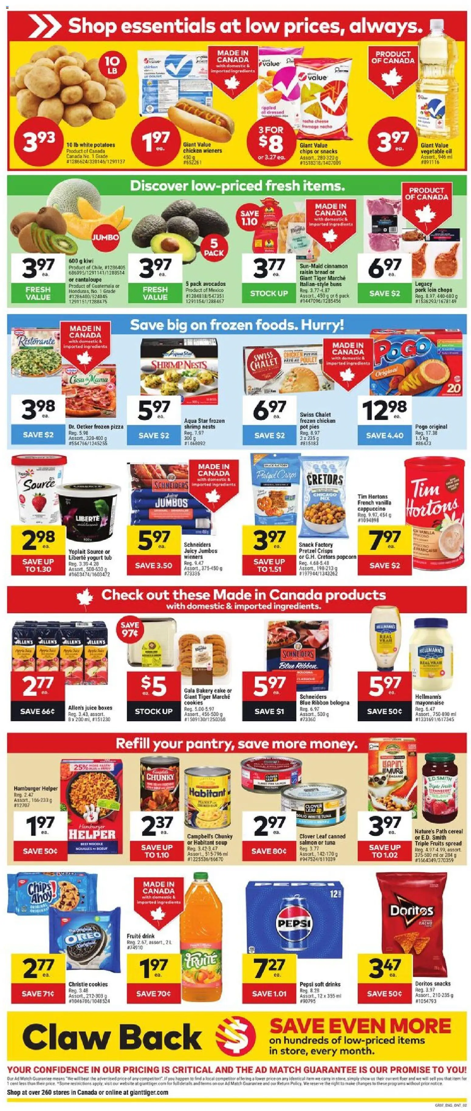 Giant Tiger flyer valid from 15.04.2026 | Page: 2 | Products: Potatoes, Bakery, Yogurt, Pizza